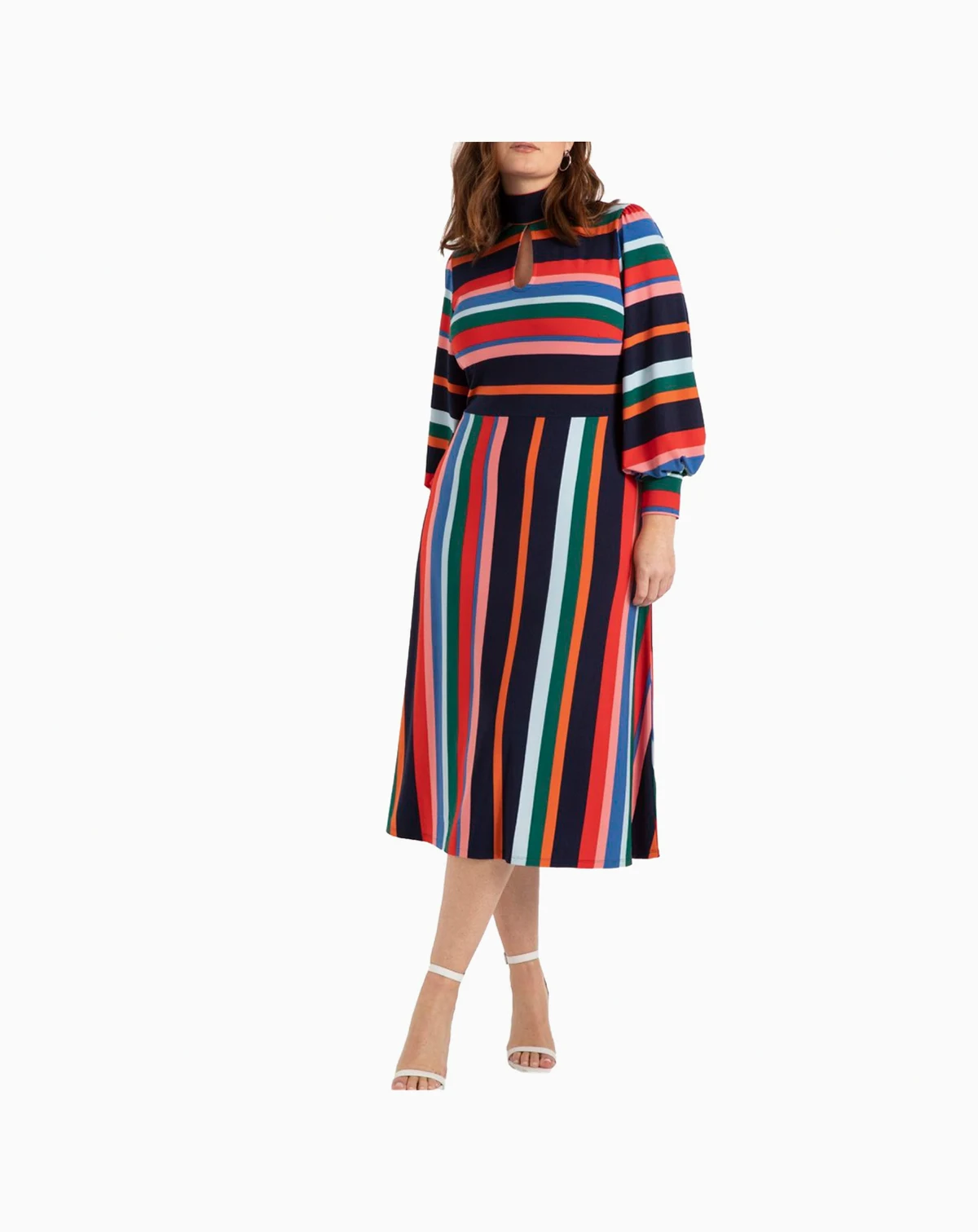 Women's Plus Size A-Line Dress With Puff Sleeves