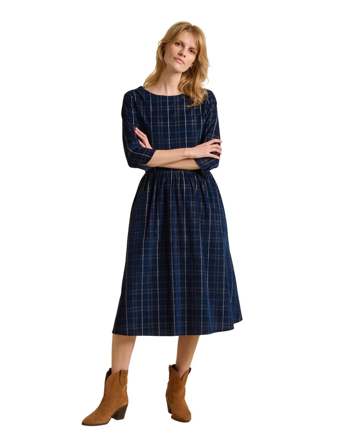 Women's Lilliput 3/4 Sleeve Boat Neck Midi Dress