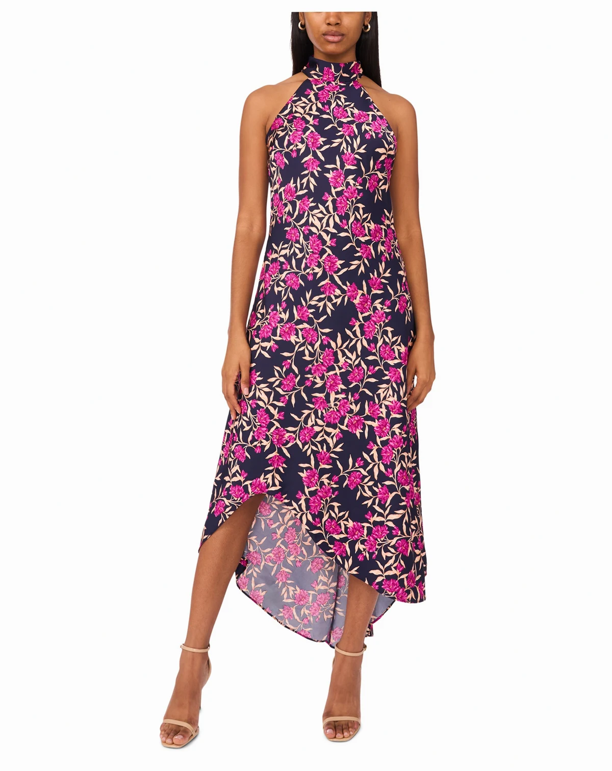 Women's Draped Satin Tie Back Halter Midi Dress