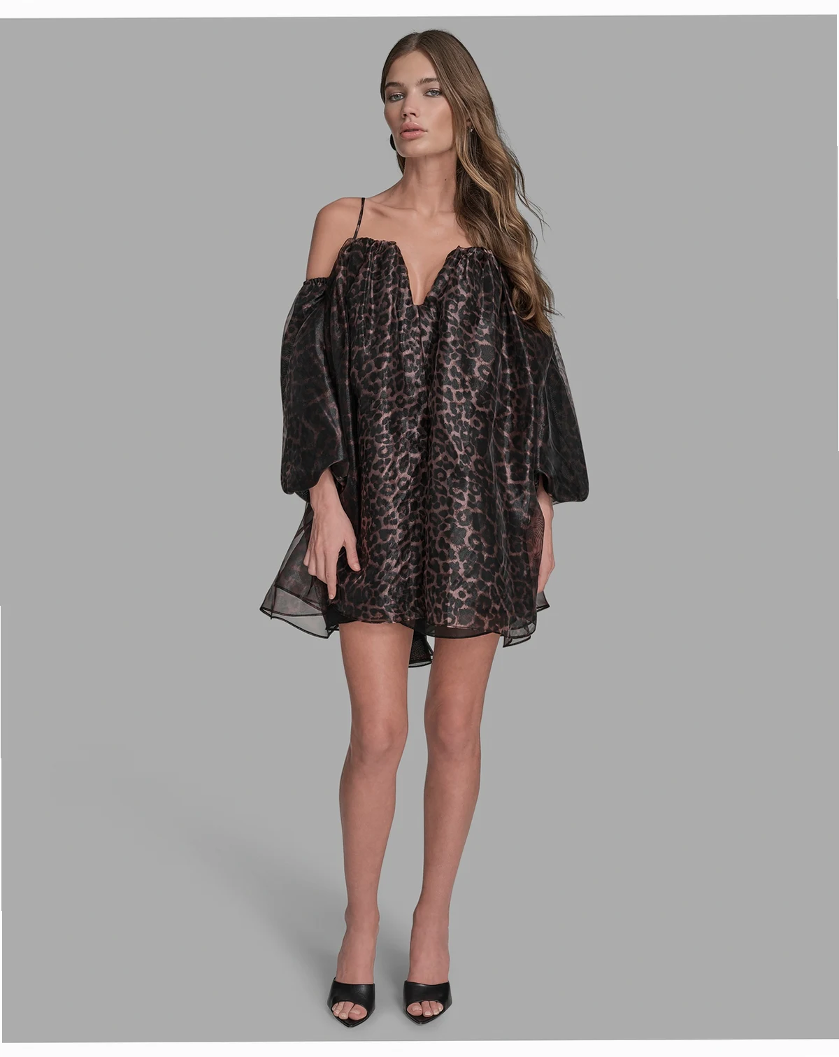 Women's Animal Print Sweetheart Neck Short Dress