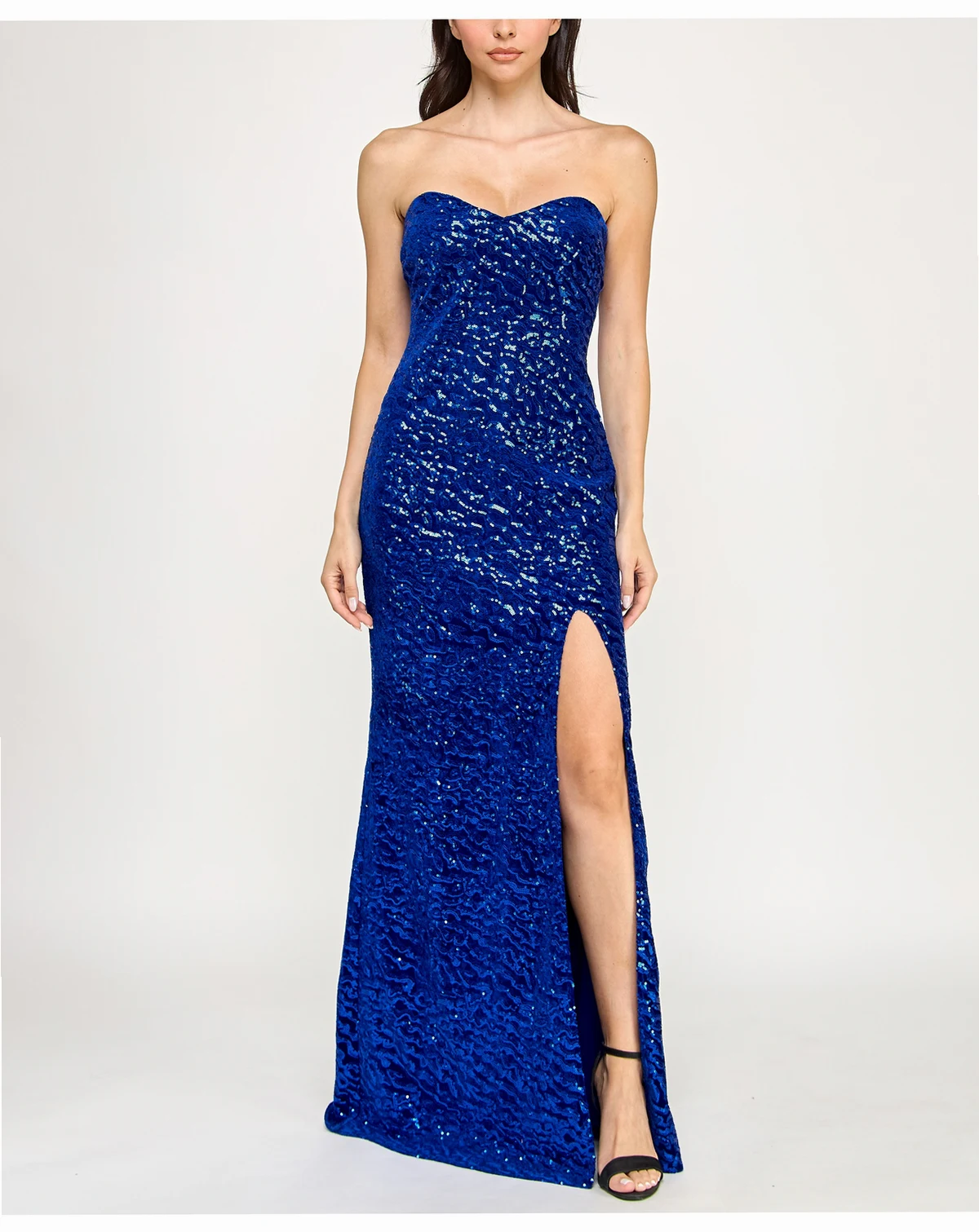Junior's Strapless Sequin Tube Gown