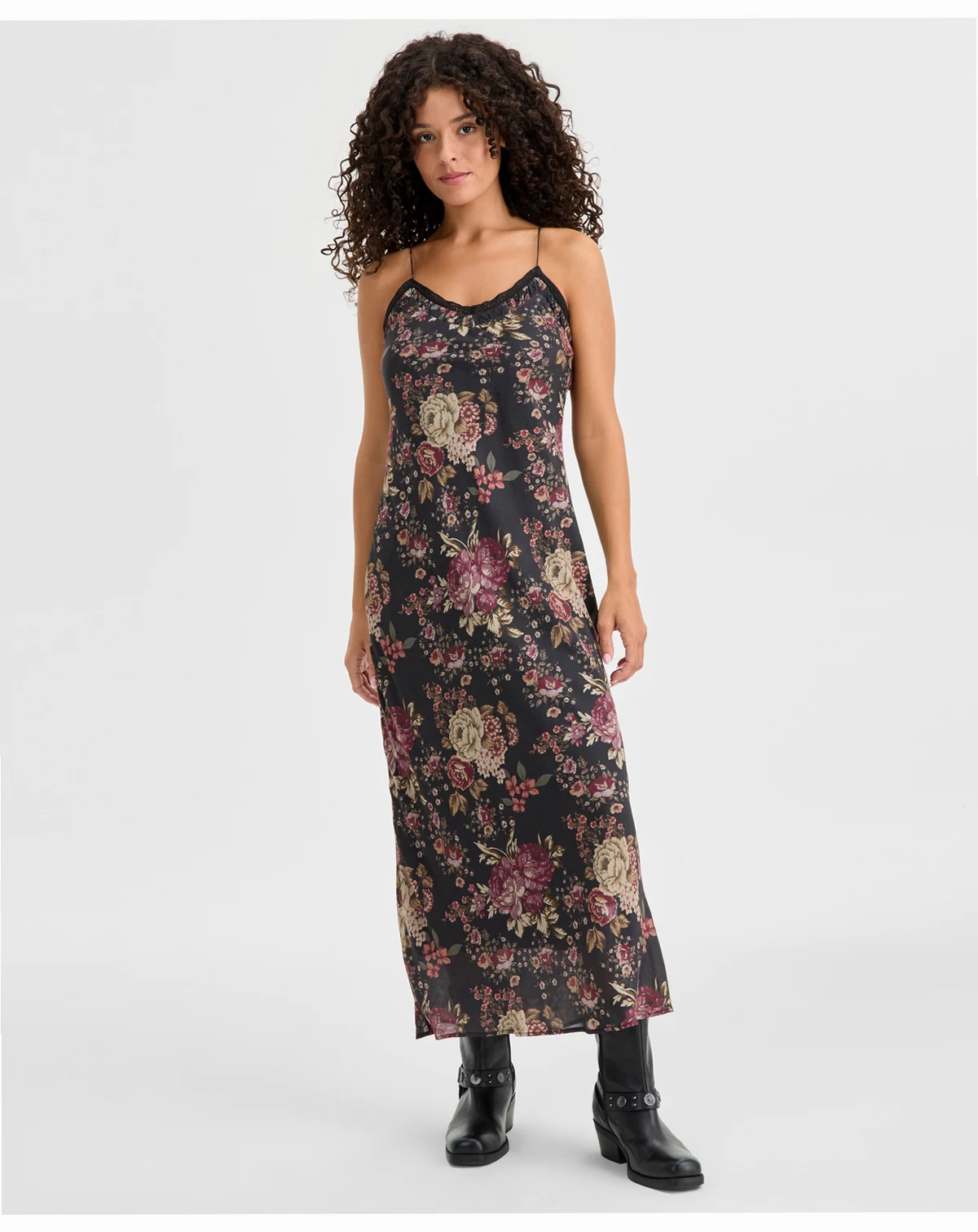 Women's Lace-Up Slip Midi Dress