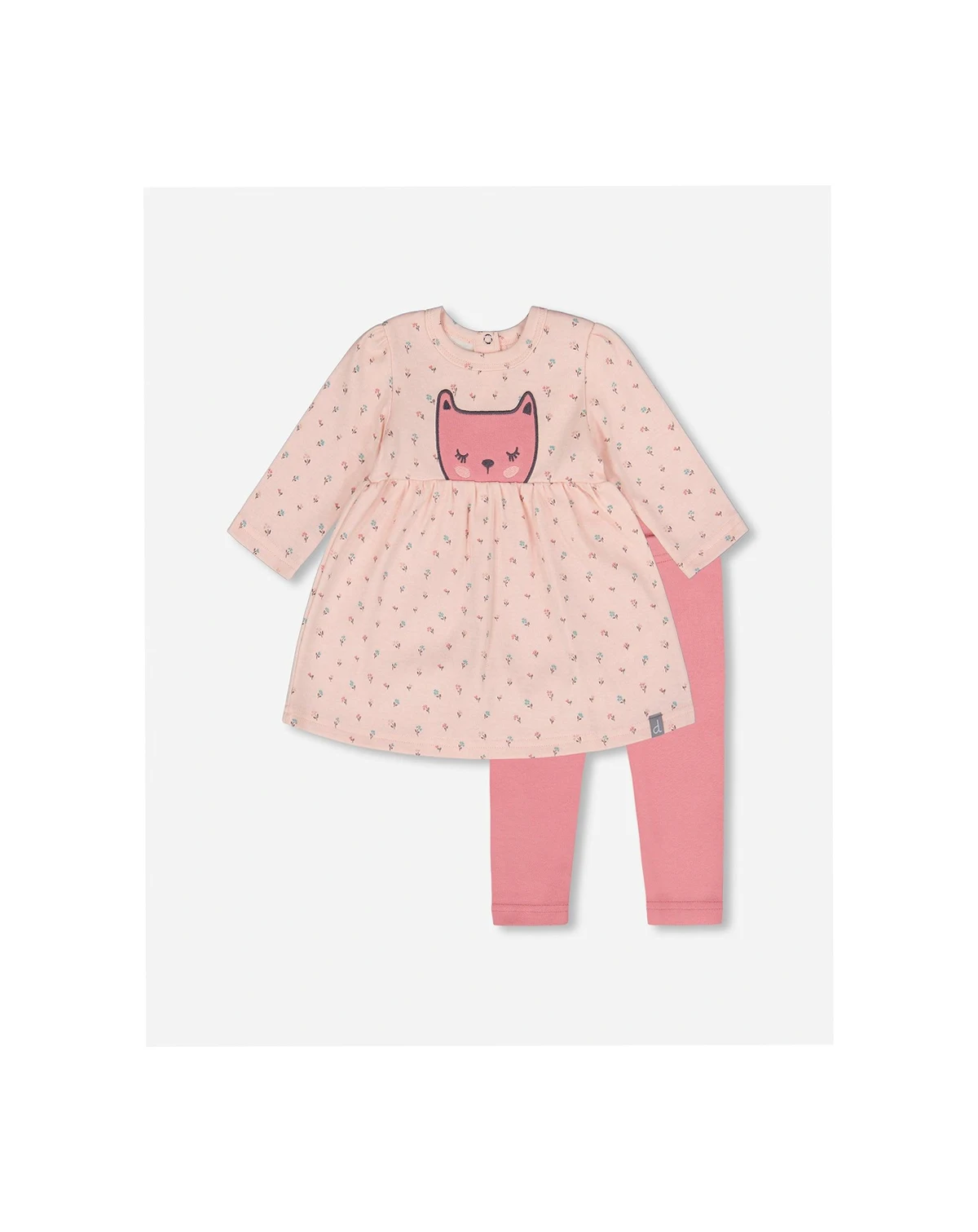 Baby Girls Cotton Dress and Leggings Set Pink Mini Floral