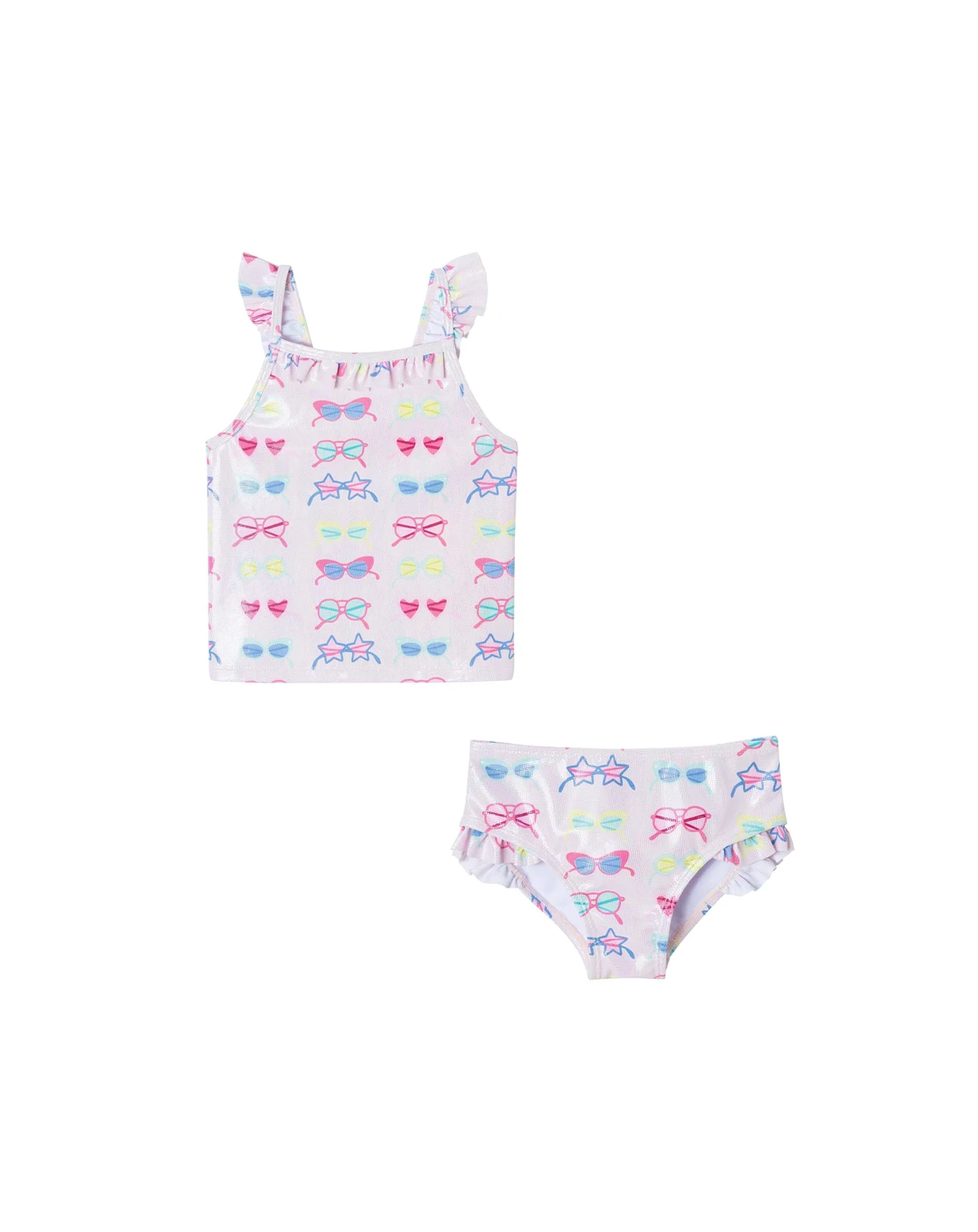 Toddler/Child Girls Foil Sunglasses Print Tankini w/Ruffle Details