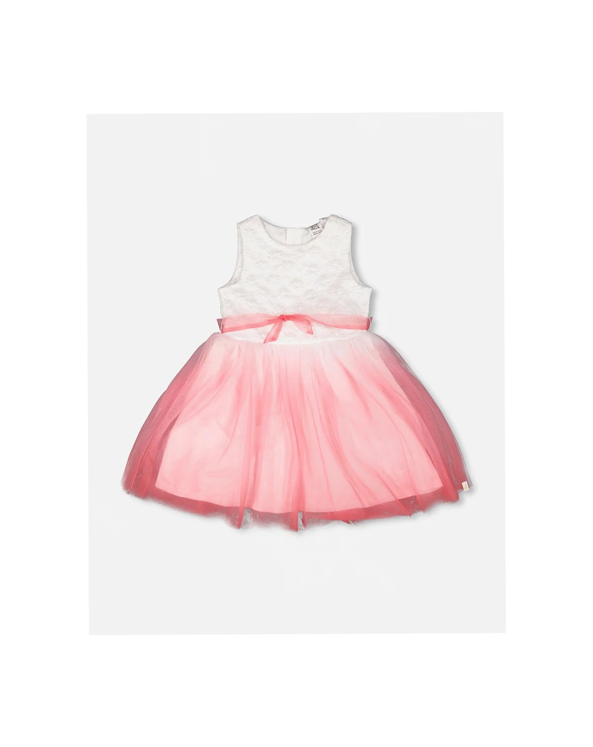 Toddler Girls Bi-Material Pleated Mesh Dress