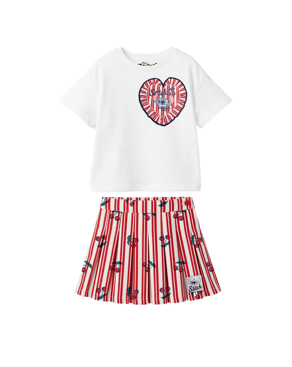 Girls' 2T-6X Crewneck Short-Sleeve Top and Stitch Skirt, 2-Piece Set