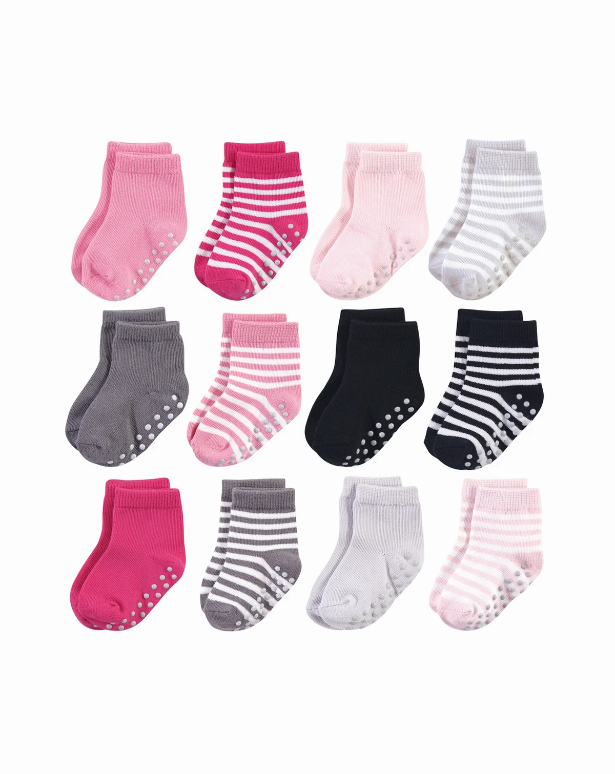 12Pk Natural Non Skid Socks