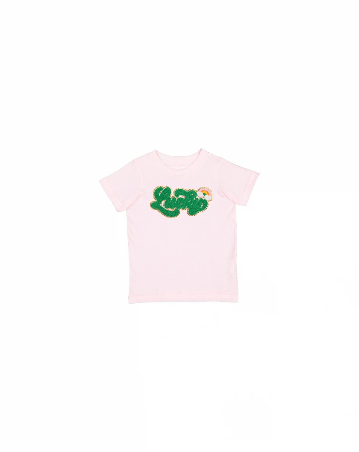 Toddler Girls Lucky Rainbow Patch St. Patrick's Day Short Sleeve T-Shirt