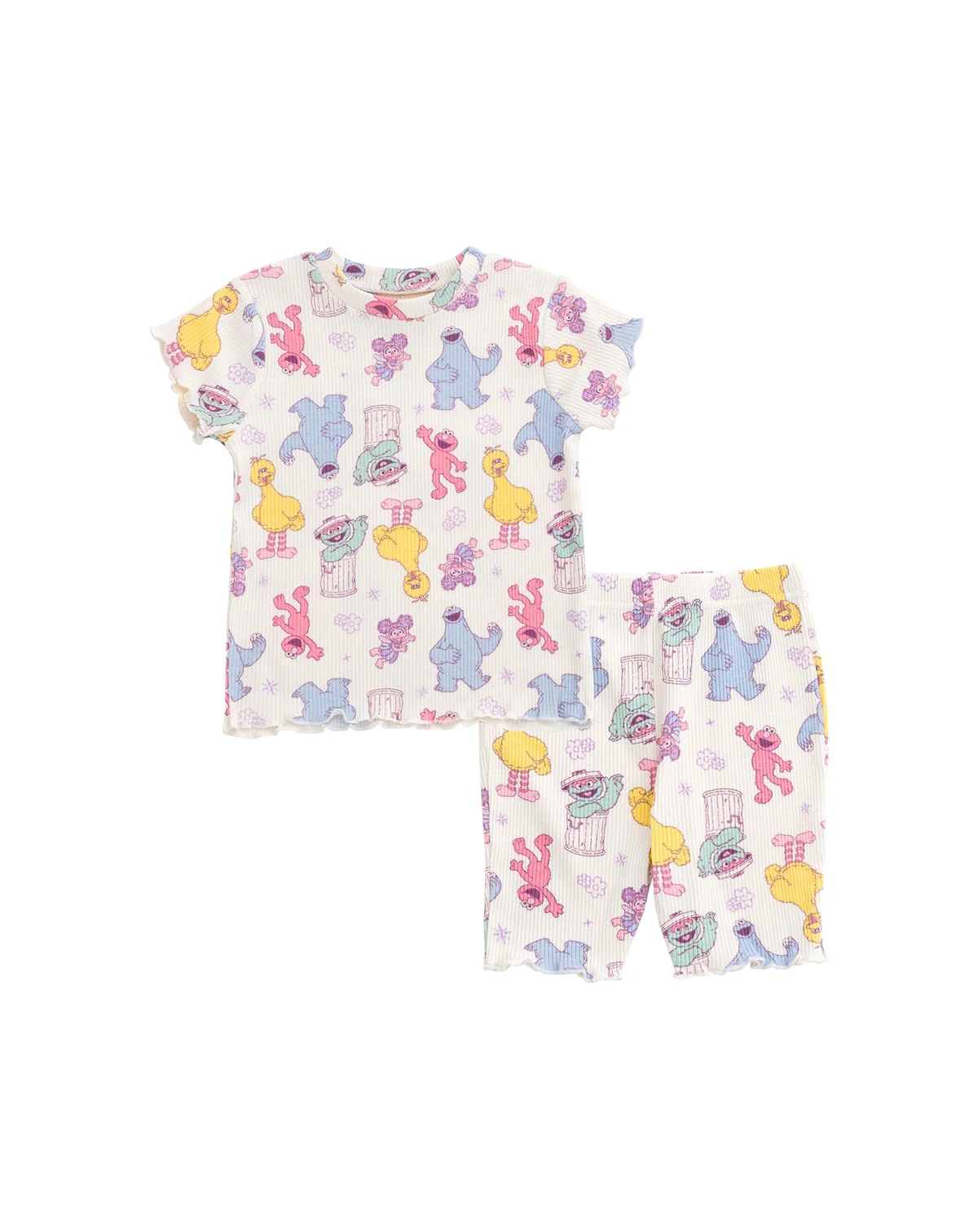 Toddler Girls Ribbed T-Shirt and Shorts Outfit Set