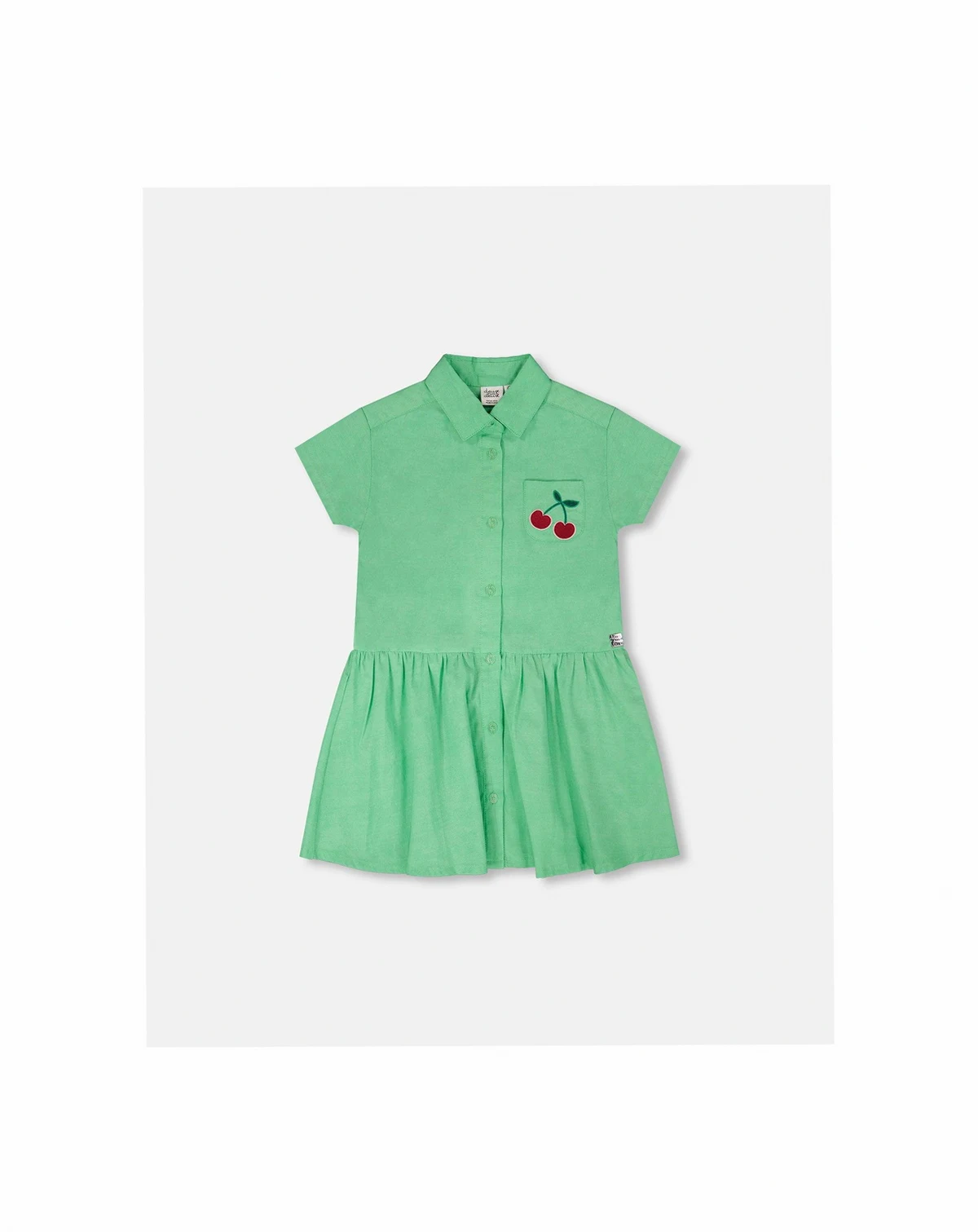 Toddler Girls Cotton Shirt Dress with Embroidery