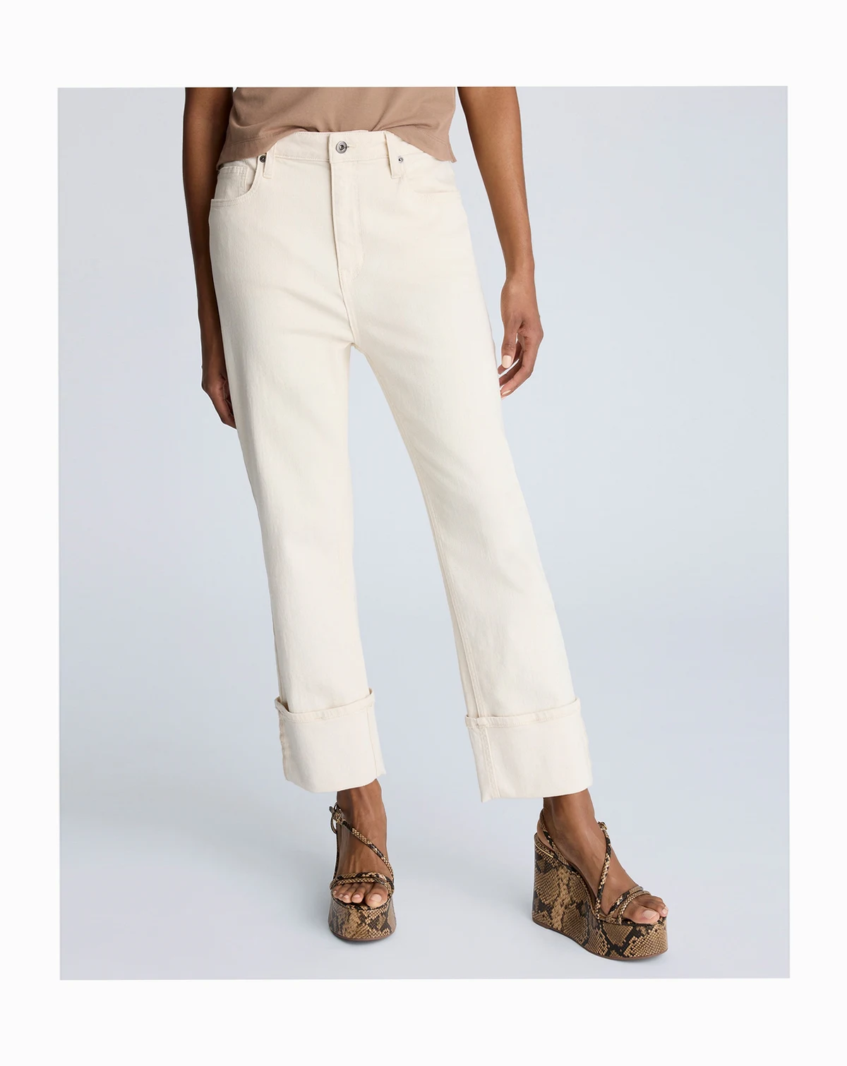 Women's High-Rise Straight-Leg Wide-Cuff Jeans