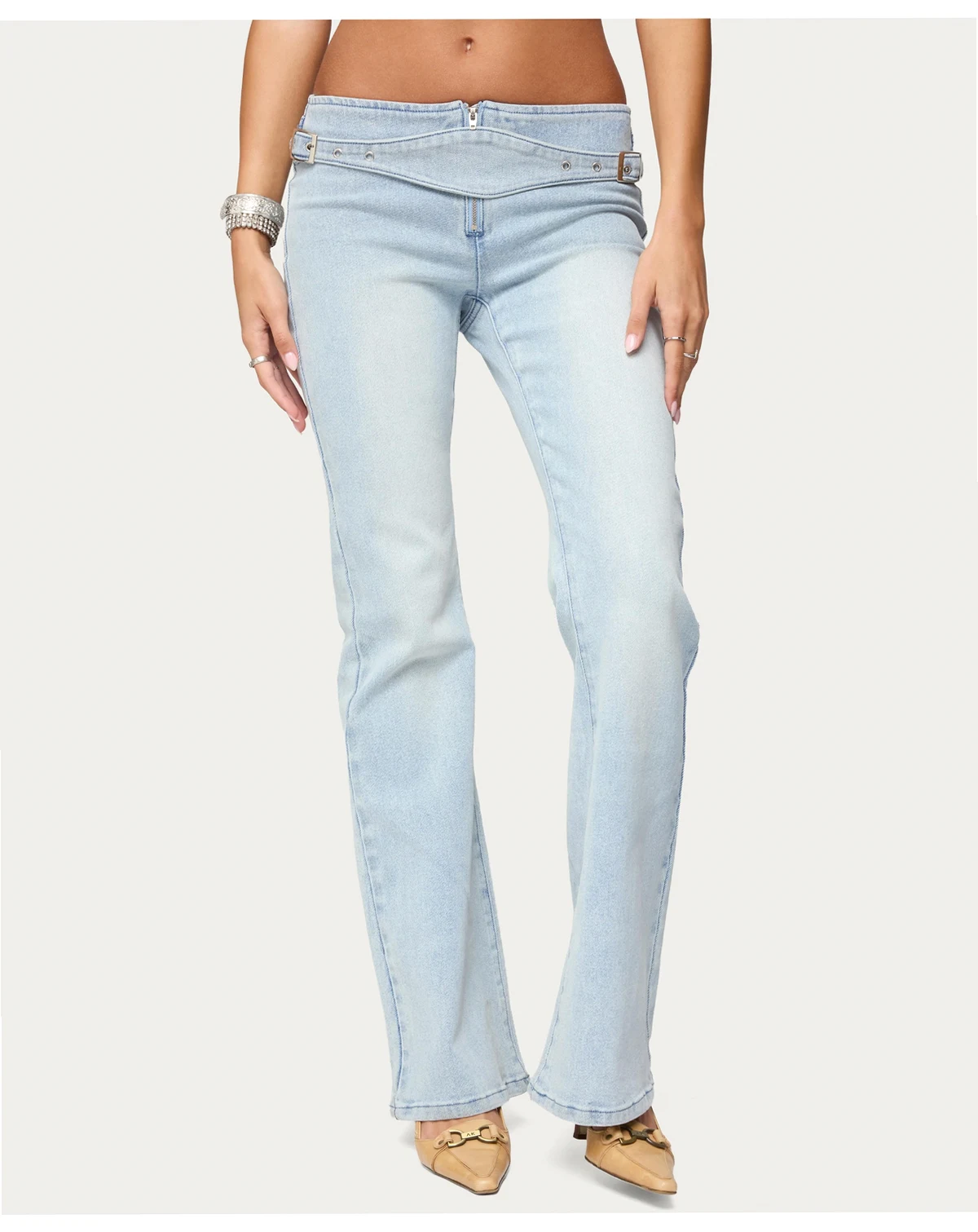 Women's Kenza Belted Low Rise Flared Jeans