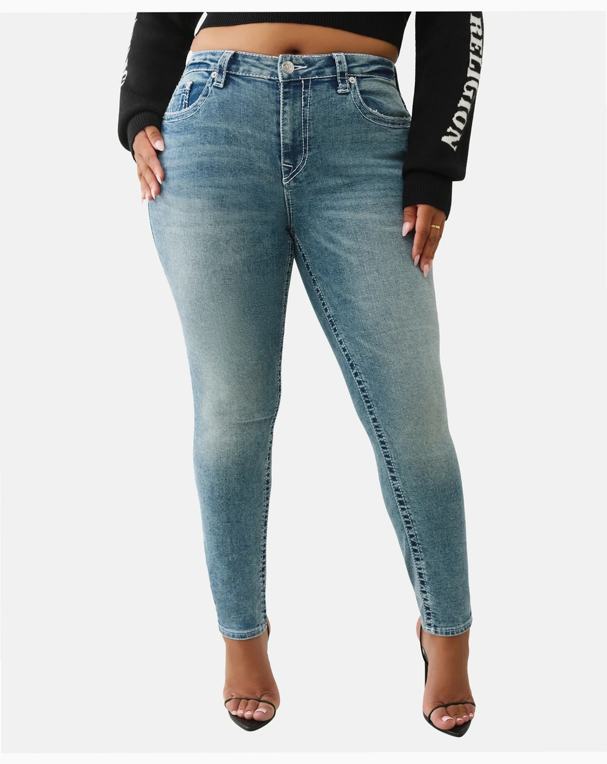 Plus Size Jennie Crystal Mid Rise Skinny Big T Jeans