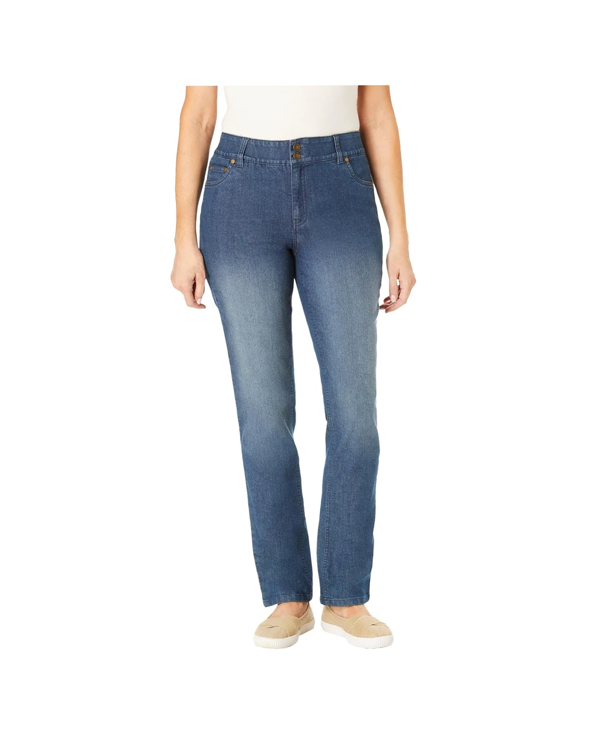 Women's Within Tall Stretch Built-In Slimming Panel Straight Leg Jeans