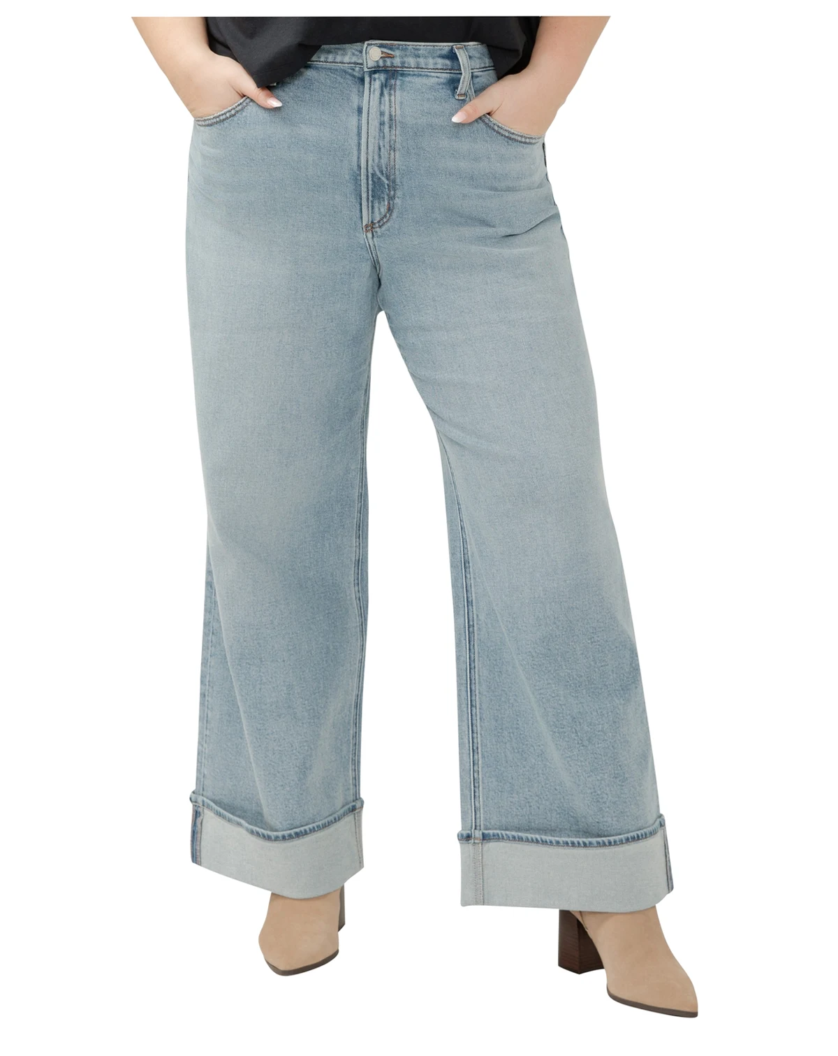 Plus Size Highly Desirable High Rise Wide Leg Jeans