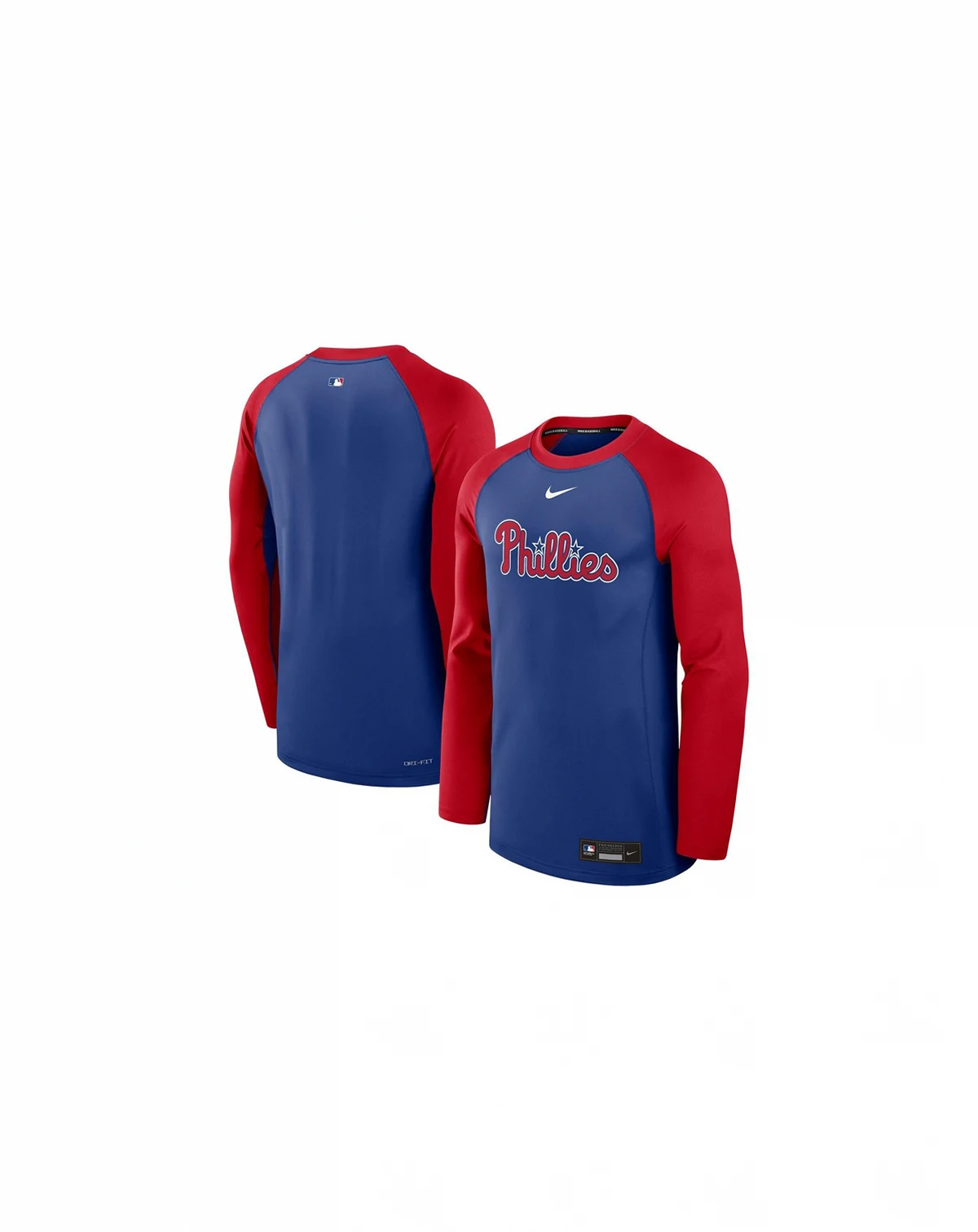 Men's Royal/Red Philadelphia Phillies Authentic Collection Game Time Raglan Performance Long Sleeve T-Shirt
