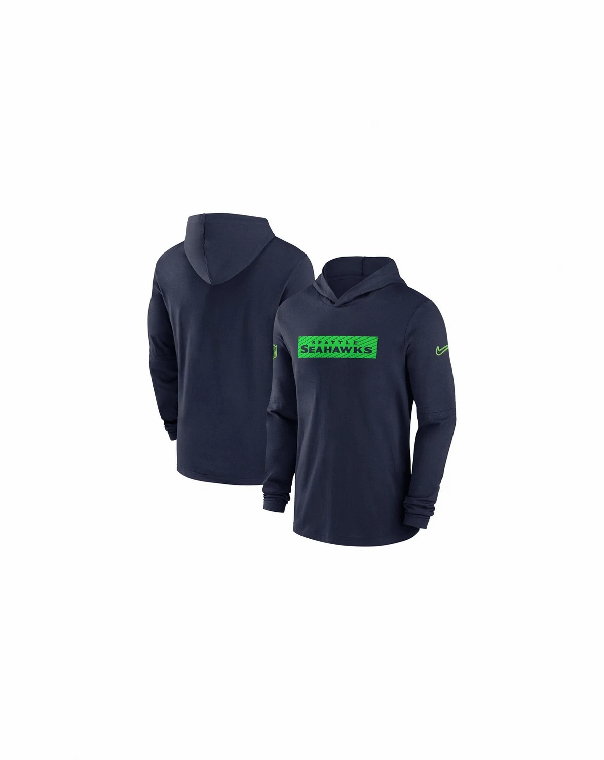 Men's College Navy Seattle Seahawks Sideline Hoodie Performance Long Sleeve T-Shirt