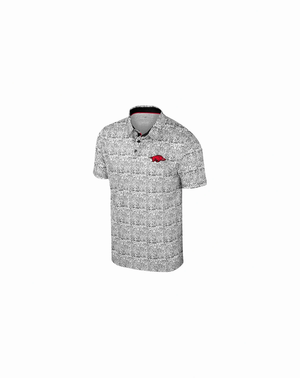 Men's White Arkansas Razorbacks Big Tall It's Time Allover Printed Polo Shirt