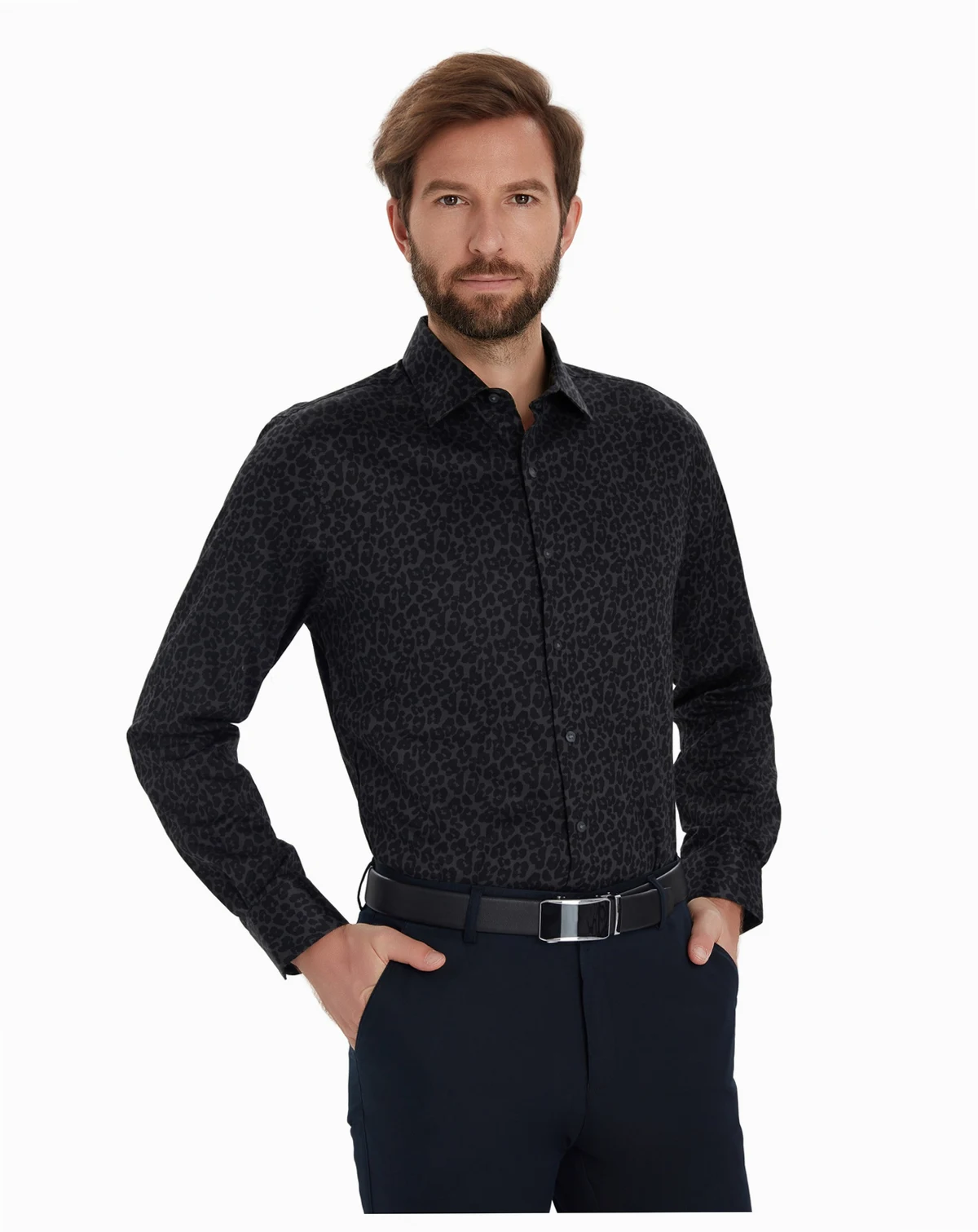 Men's Leopard Printed Long-Sleeve Dress Shirt, Macy's Exclusive