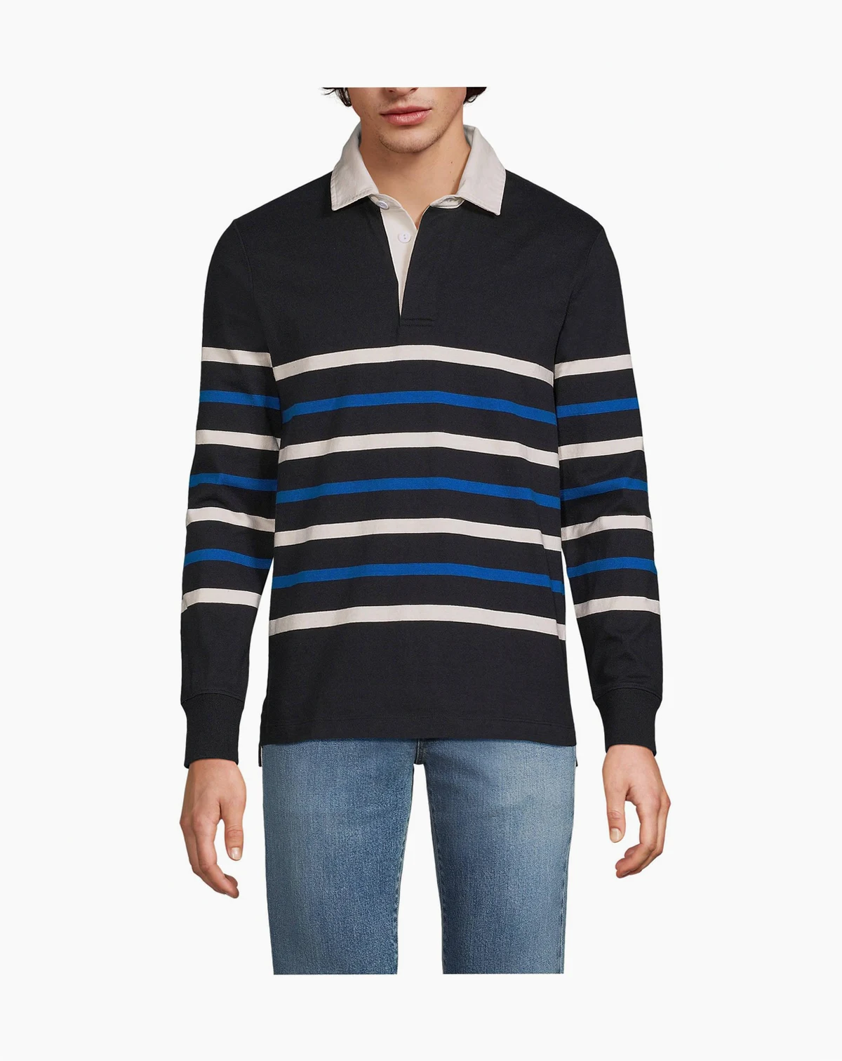 Men's Long Sleeve Stripe Rugby Shirt
