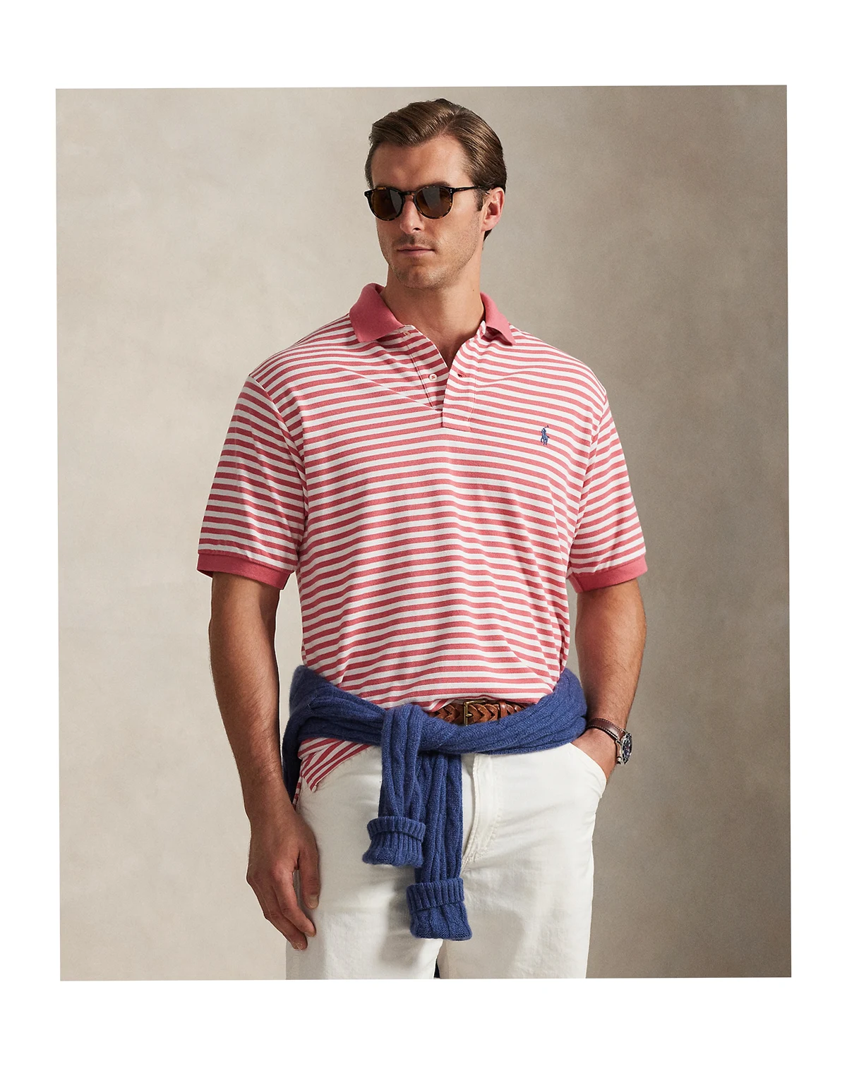 Men's Big & Tall Striped Mesh Polo Shirt