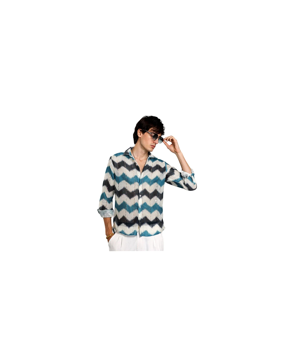 Men's Chevron-Block Knit Shirt