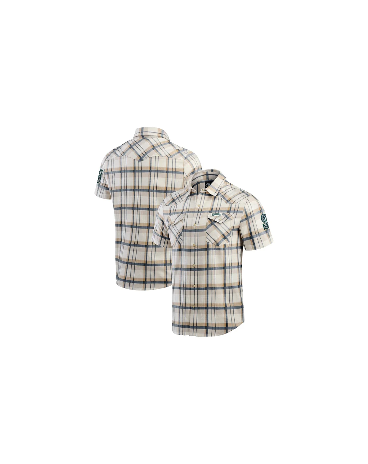 Darius Rucker Collection by Men's Navy Seattle Mariners Plaid Full-Snap Shirt
