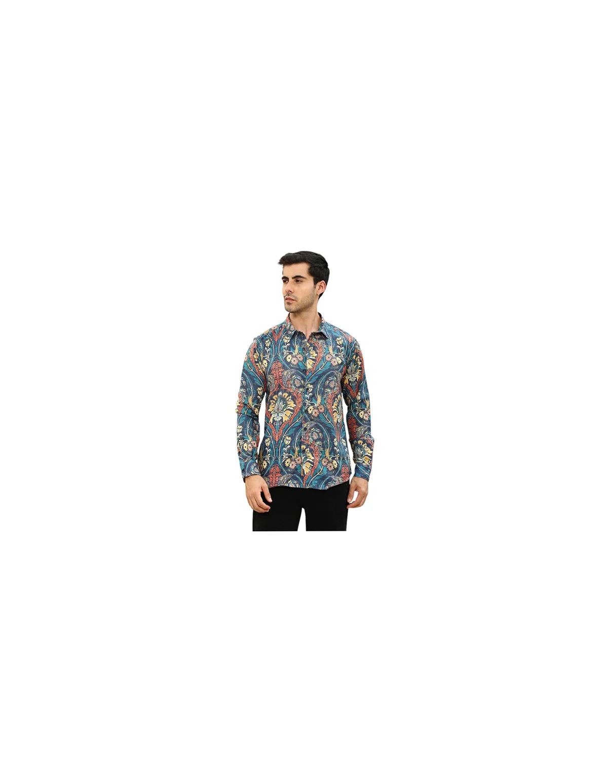 Men's Aegean Blue Floral-Opulance Shirt