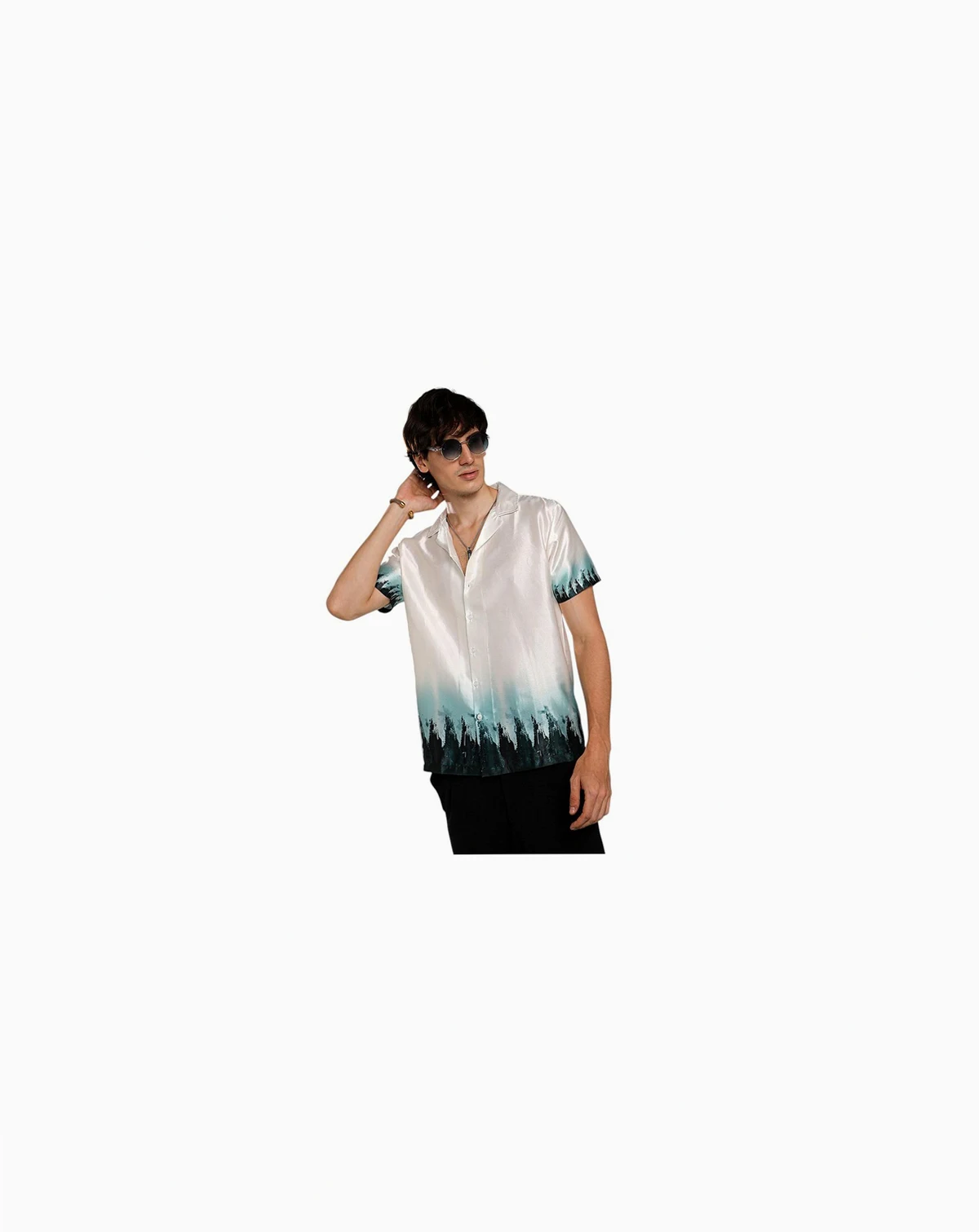 Men's Ivory White & Pine Green Pine Ombre Shirt