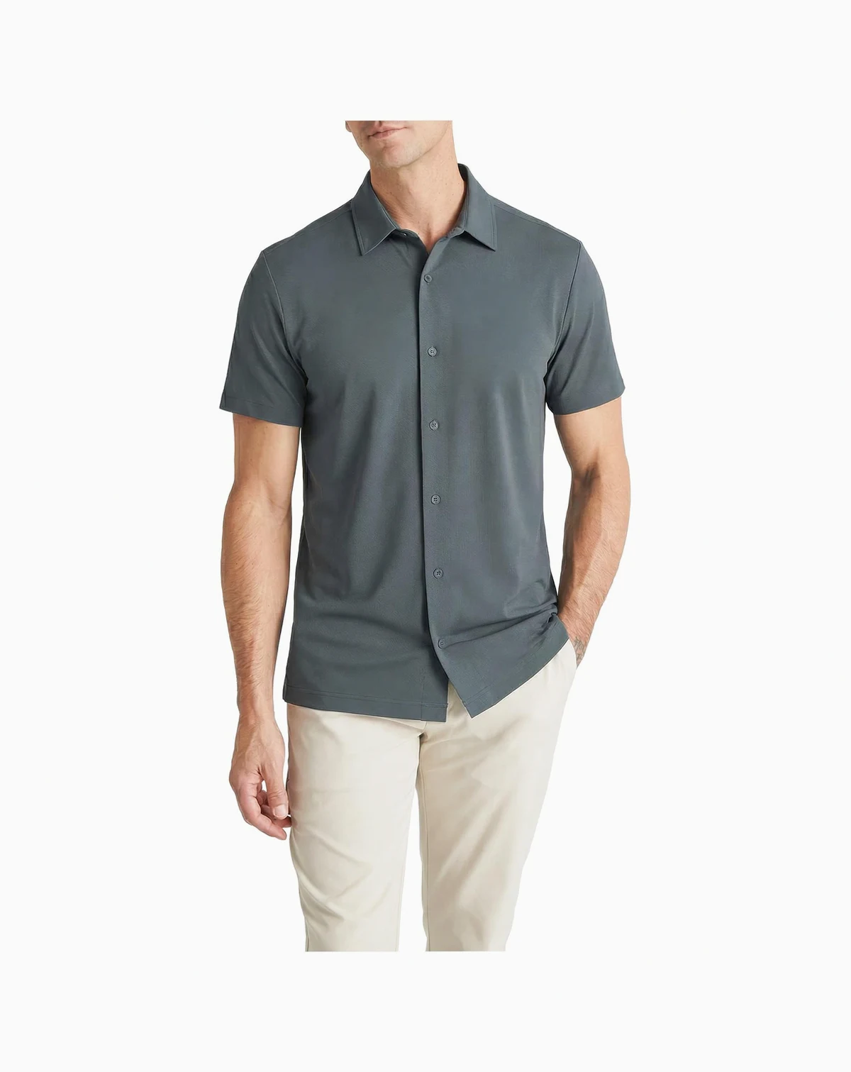 Men's Office-Leisure Collection Button Front Seamless Short Sleeve Shirt