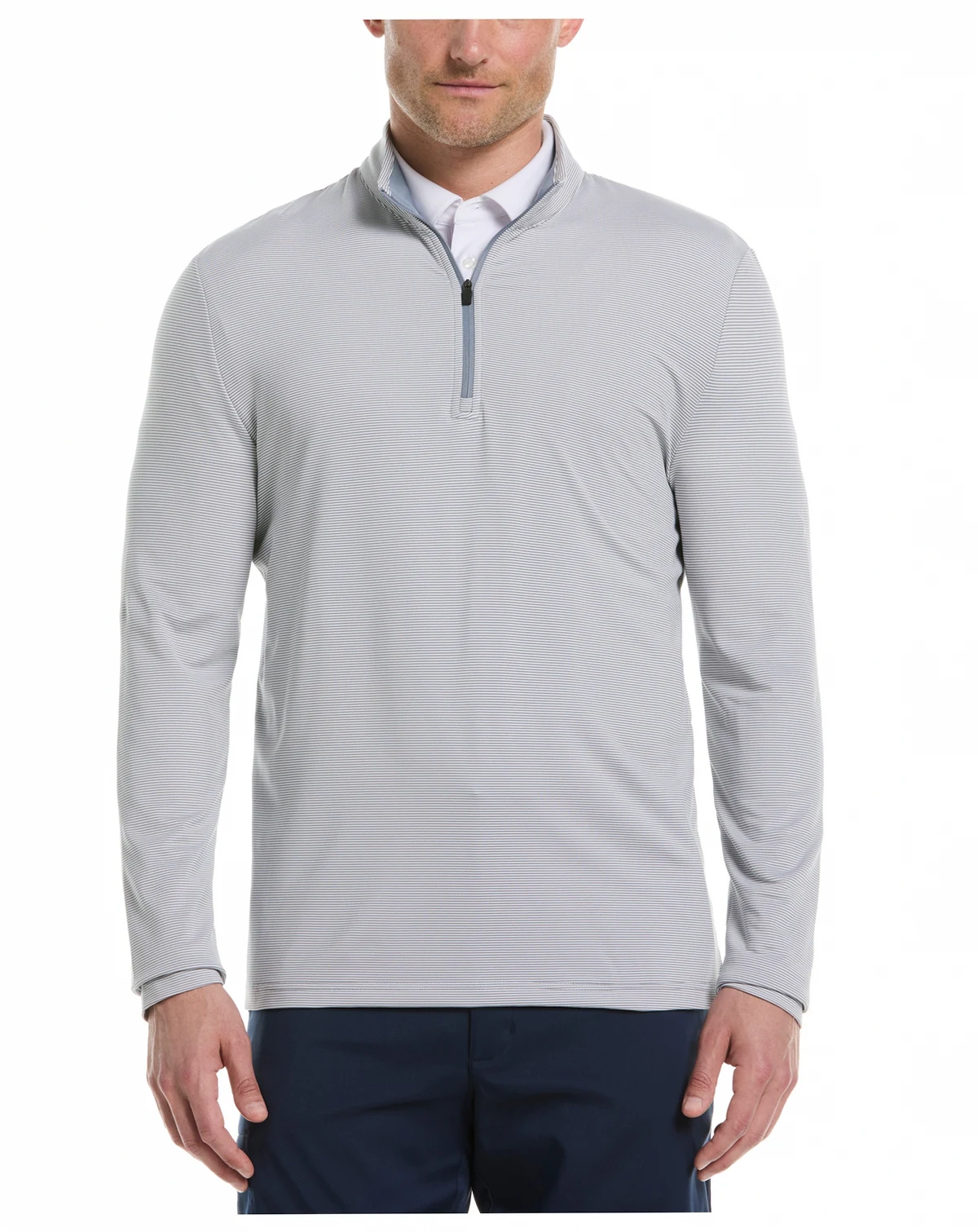 Men's Feeder Stripe Mock-Neck Golf Shirt