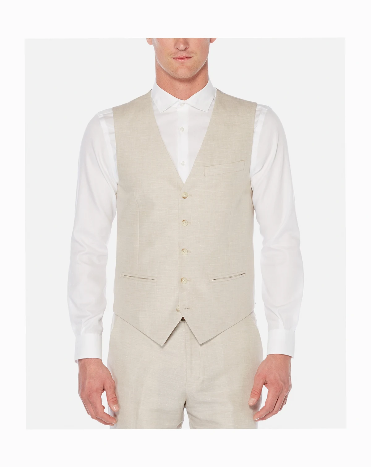 Men's Linen Herringbone Vest