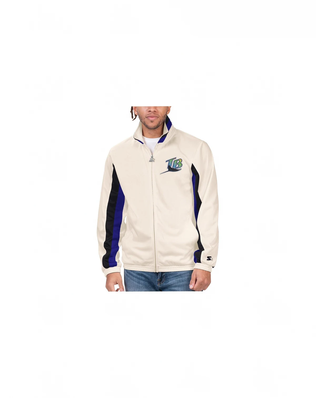 Men's Cream Tampa Bay Rays Rebound Cooperstown Collection Full-Zip Track Jacket