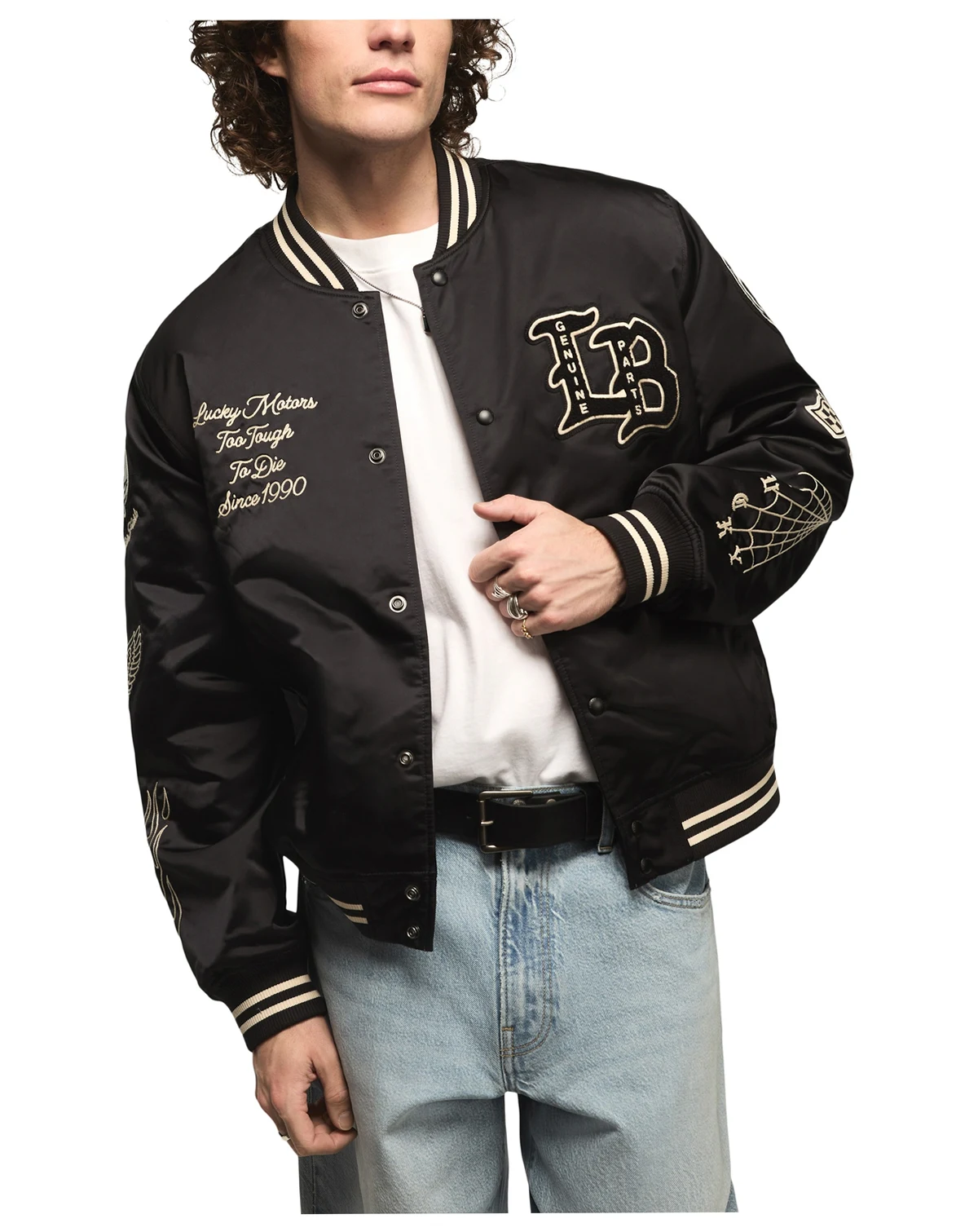 Men's Satin Varsity Regular-Fit Jacket