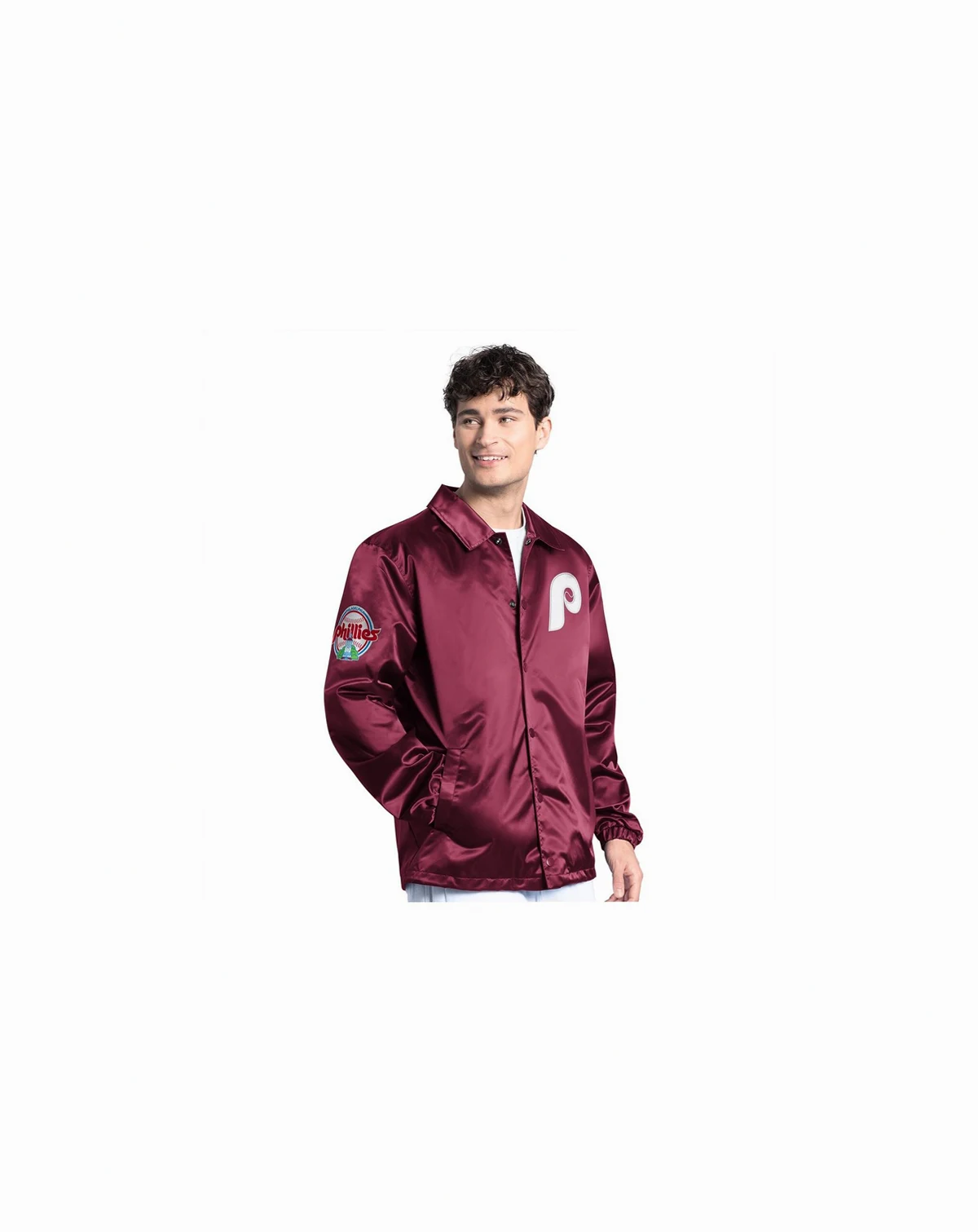 Men's Burgundy Philadelphia Phillies Cooperstown Collection Point Man Full-Snap Coaches Jacket