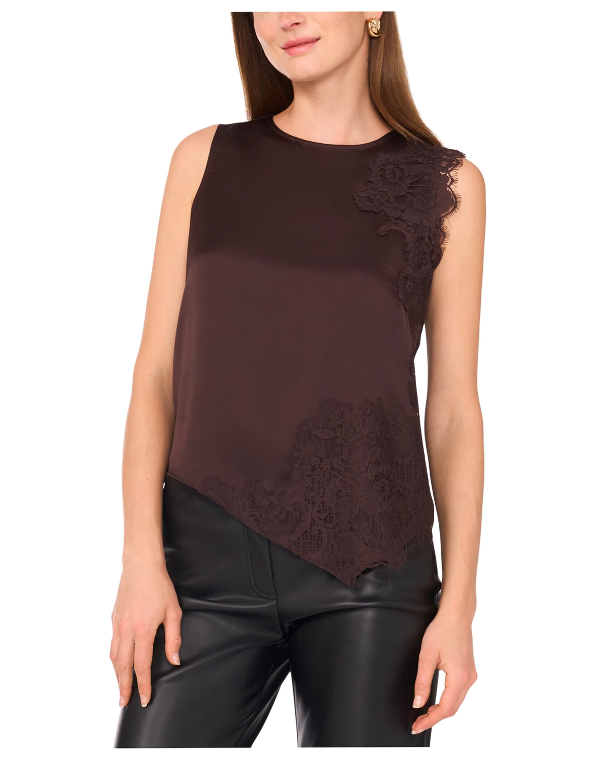 Women's Lace Asymmetric Hem Sleeveless Tank Top