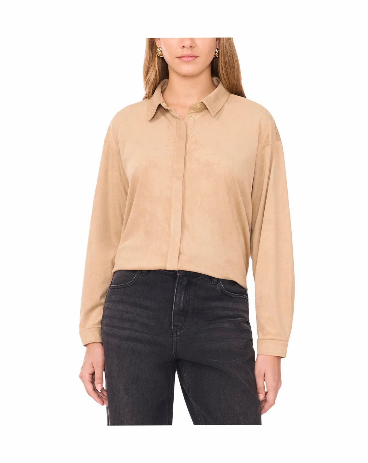 Women's Long Sleeve Suede Shirt