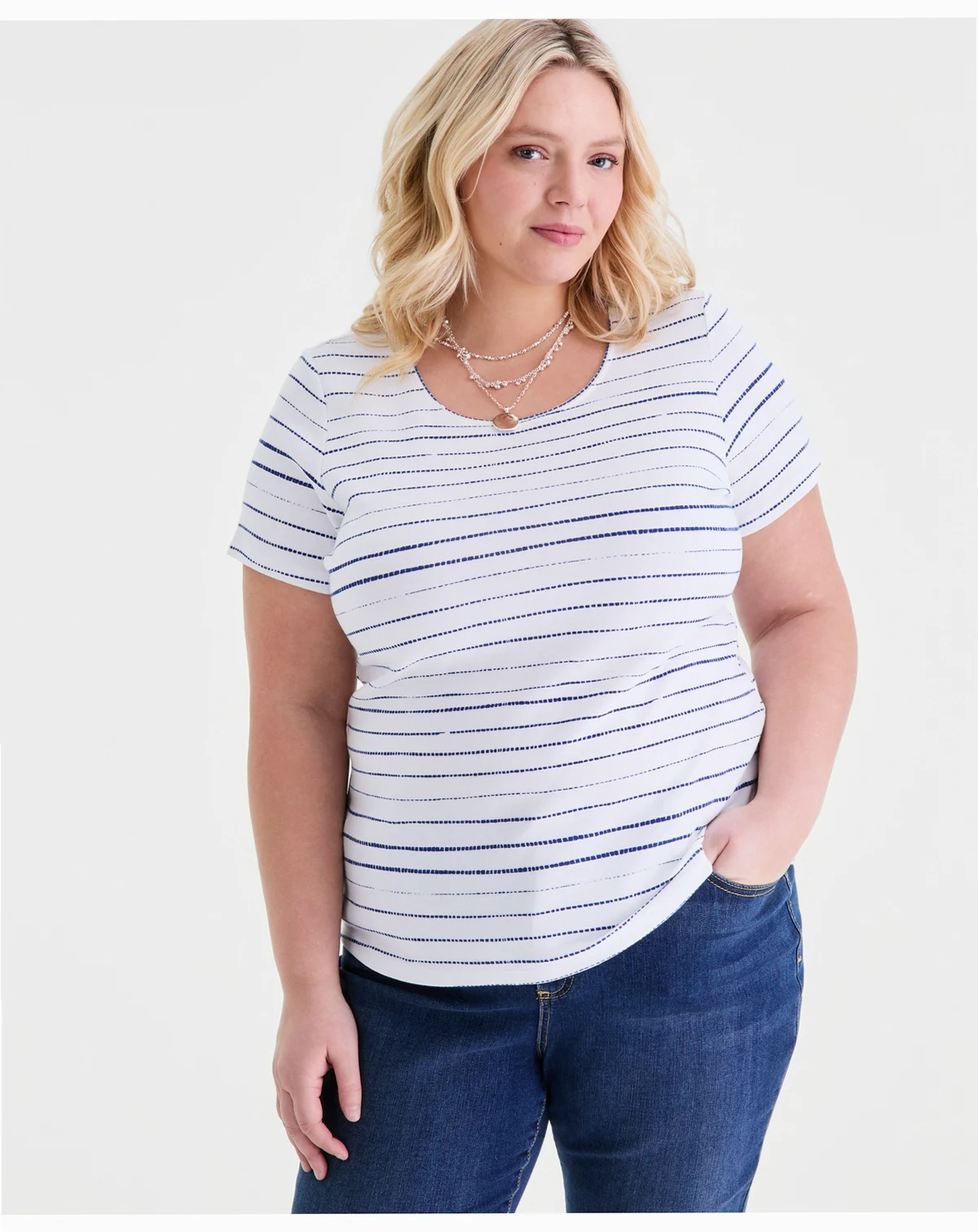 Plus Size Printed Scoop-Neck Short-Sleeve T-Shirt, Macy's Exclusive