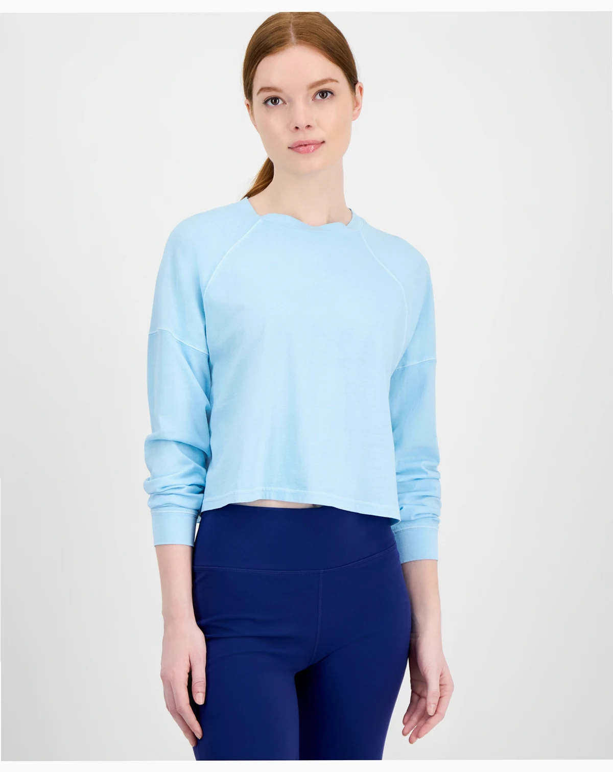 Women's Distressed Long-Sleeve Cropped Top, Exclusively at Macy's