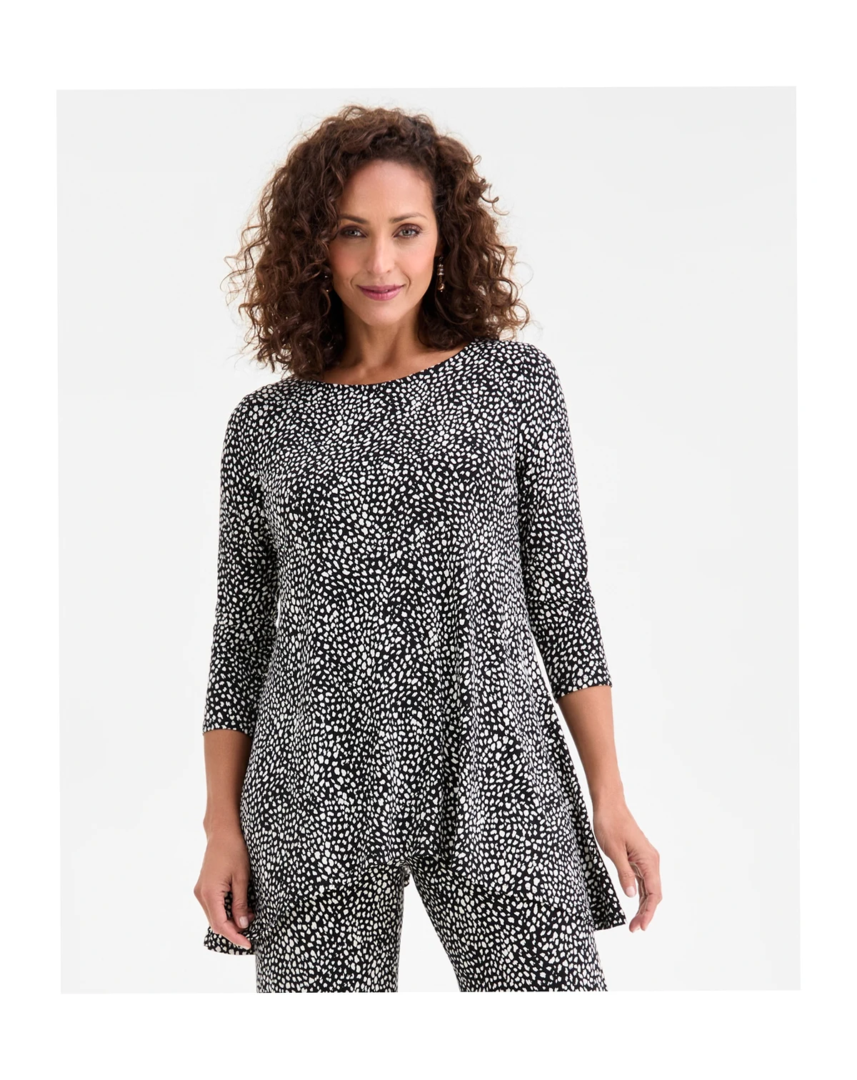 Women's Printed 3/4-Sleeve Swing Knit Top, Macy's Exclusive