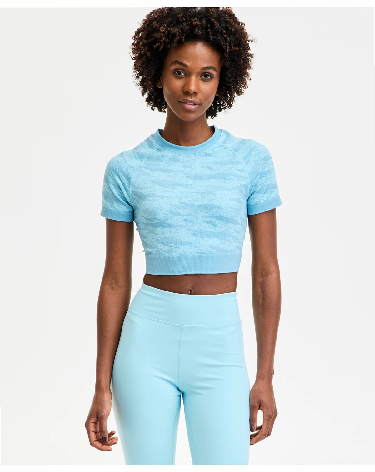 Women's Printed Seamless Short-Sleeve Cropped Top, Exclusively at Macy's