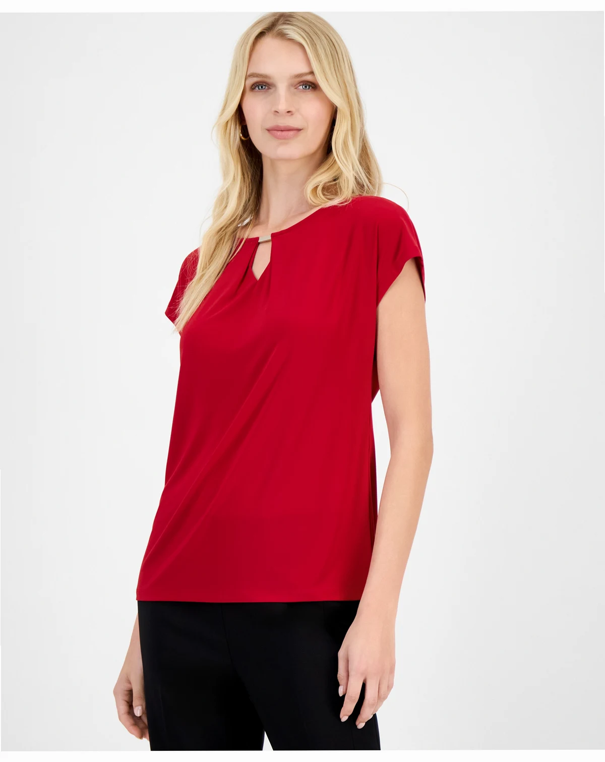 Women's Diamond-Keyhole Extended-Shoulder Top