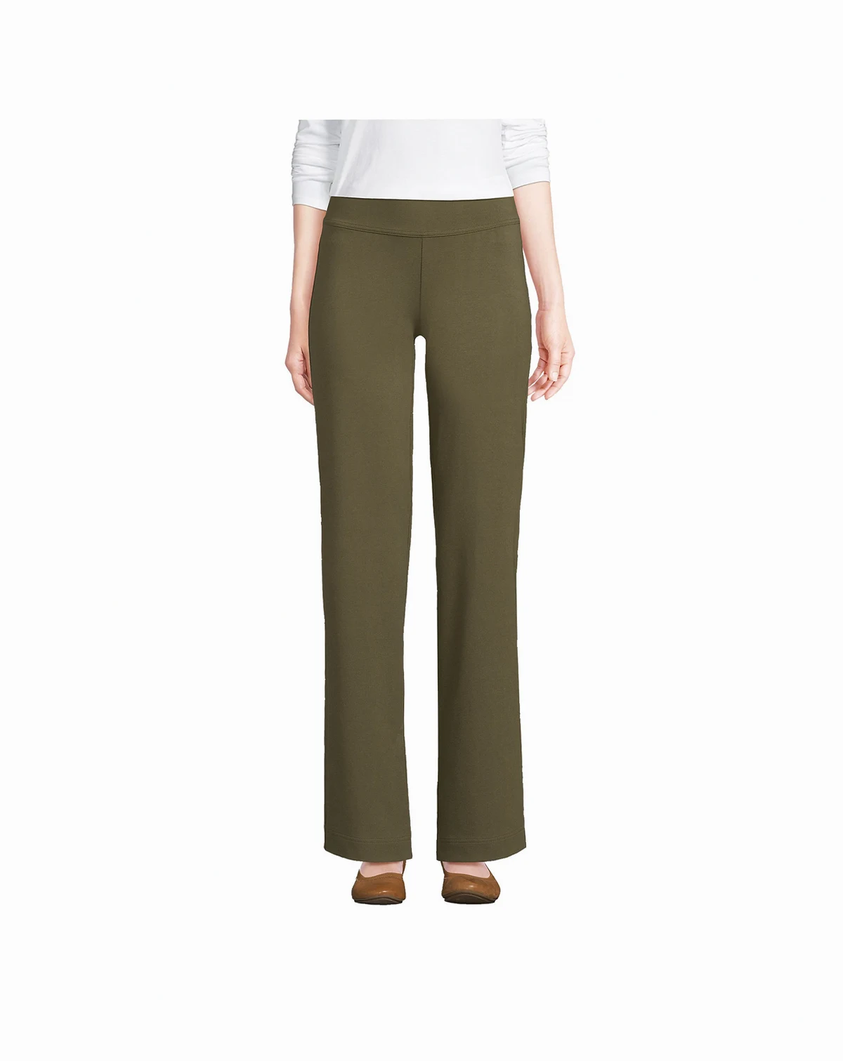 Women's Starfish Mid Rise Straight Leg Elastic Waist Pull On Pants
