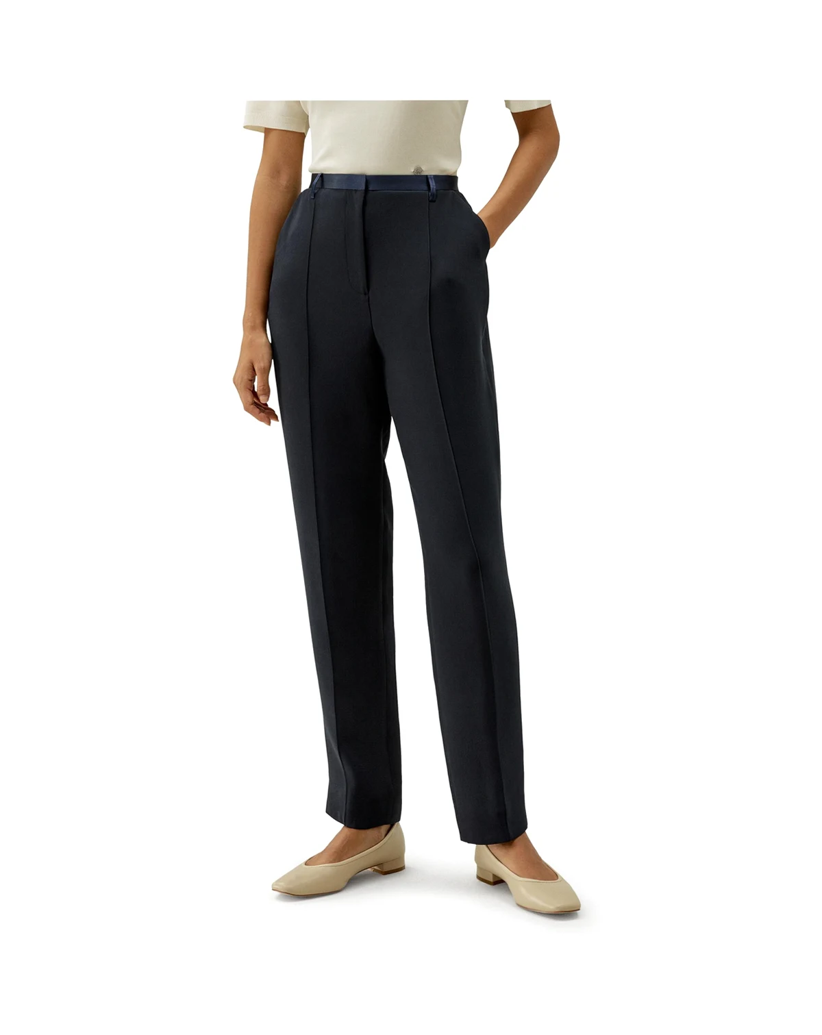 Women's Sophisticated Slim-Fit Adjustable Silk Ankle Pants