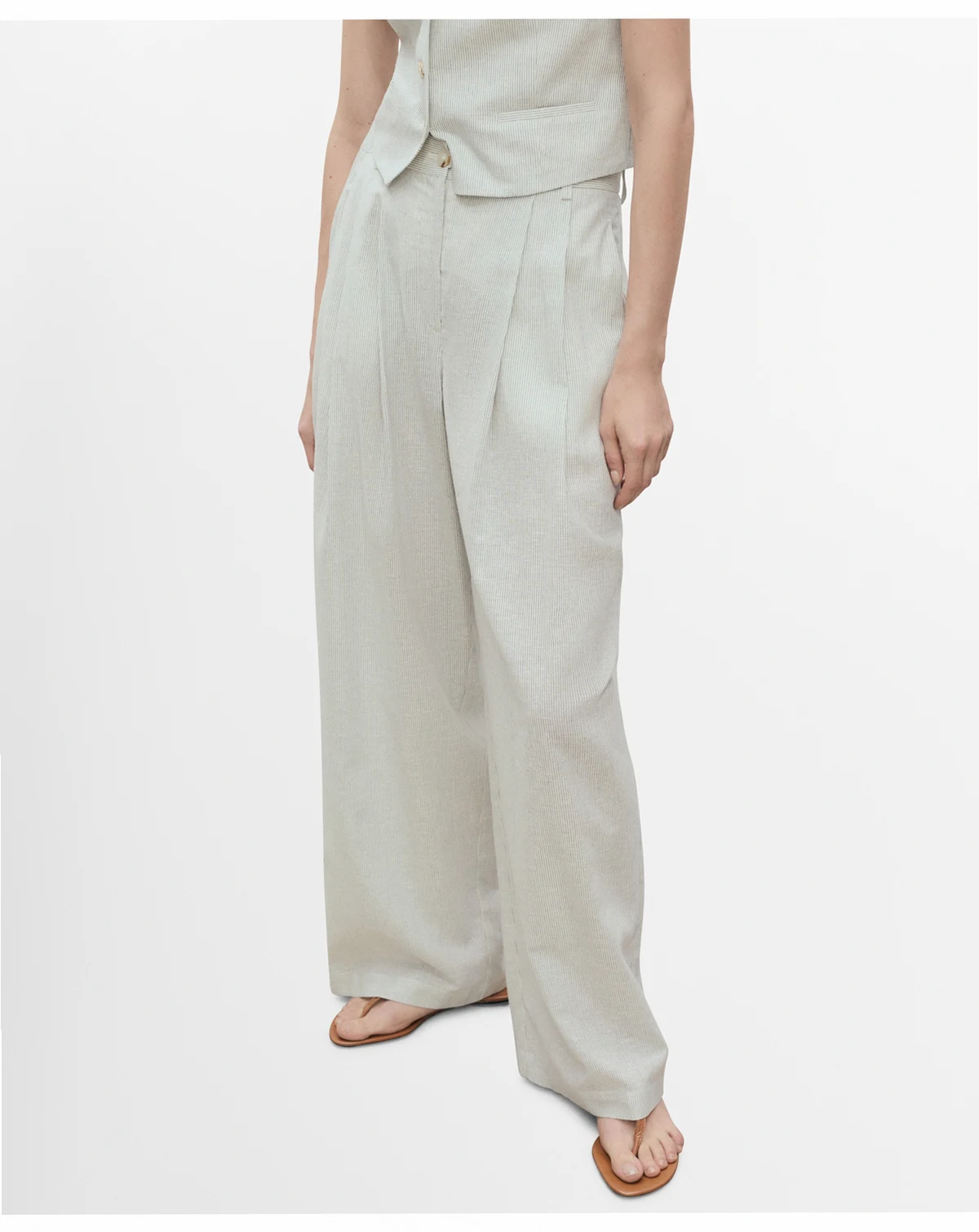 Women's Straight-Fit Linen-Blend Suit Pants