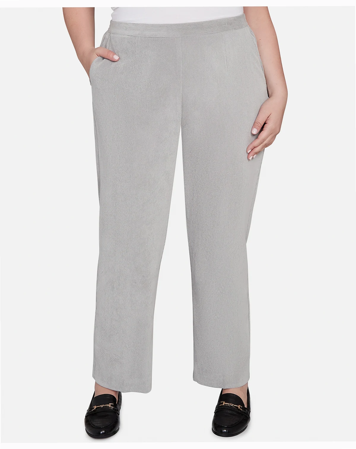 Plus Size Stockbridge Pull-On Corduroy Flat Front Average Length Pant