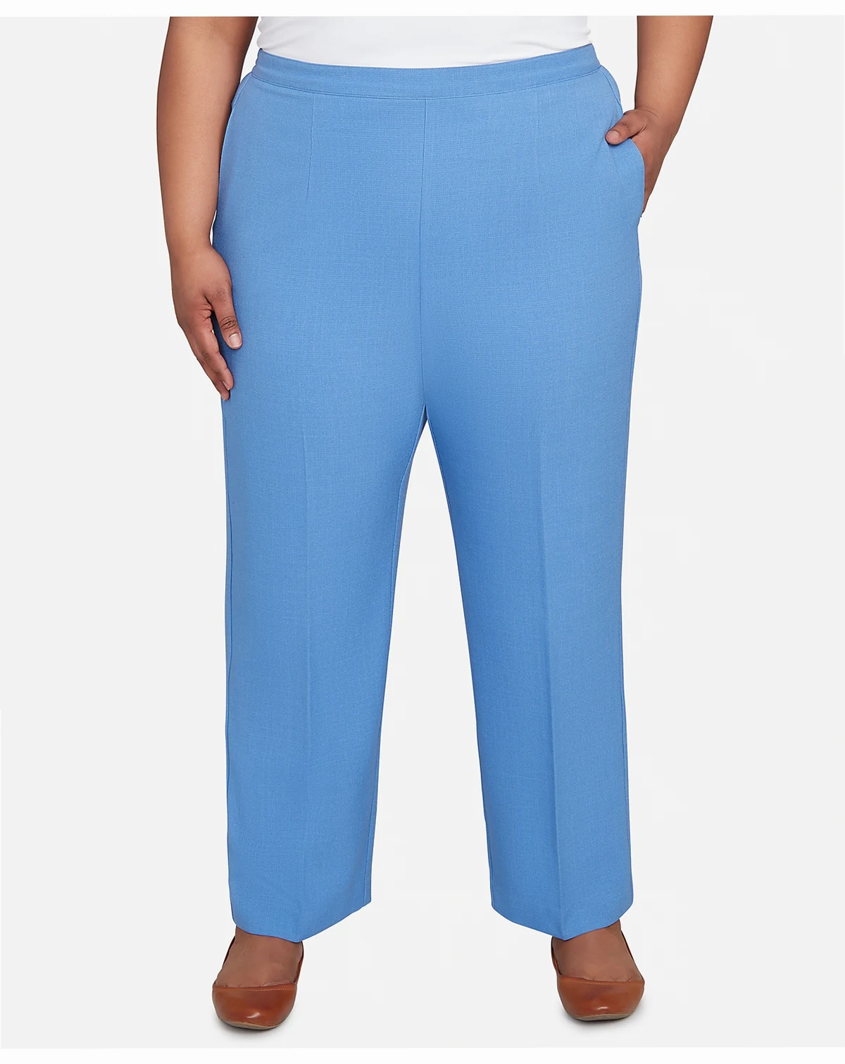 Plus Size As Usual Textured Pull On Elastic Medium Length Pants