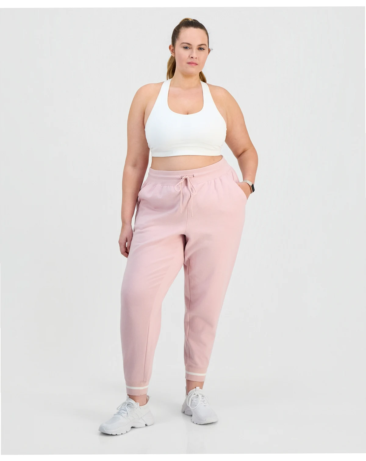 Plus Size Ribbed Fleece Ankle Jogger Pants, Macy's Exclusive