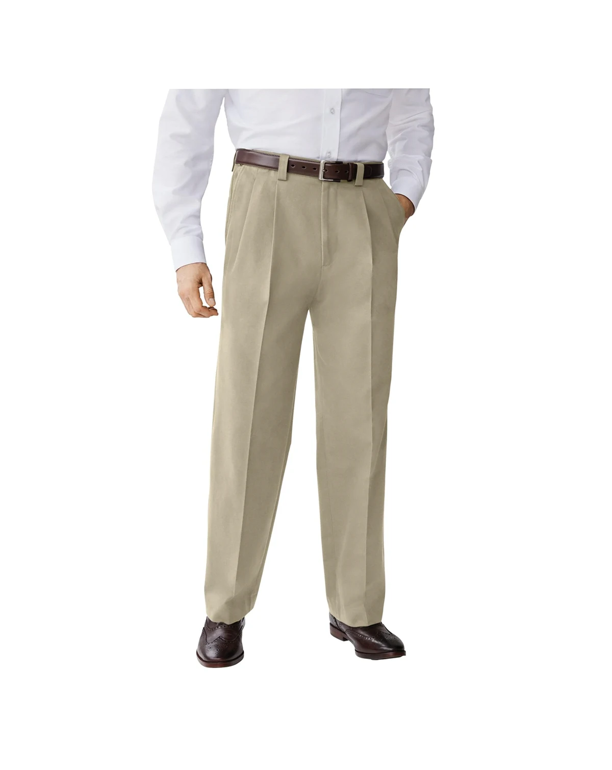 Big & Tall Relaxed Fit Wrinkle-Free Expandable Waist Pleated Pants