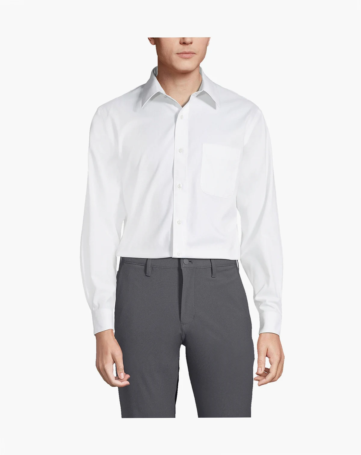 Men's No Iron Supima Cotton Pinpoint Straight Collar Dress Shirt